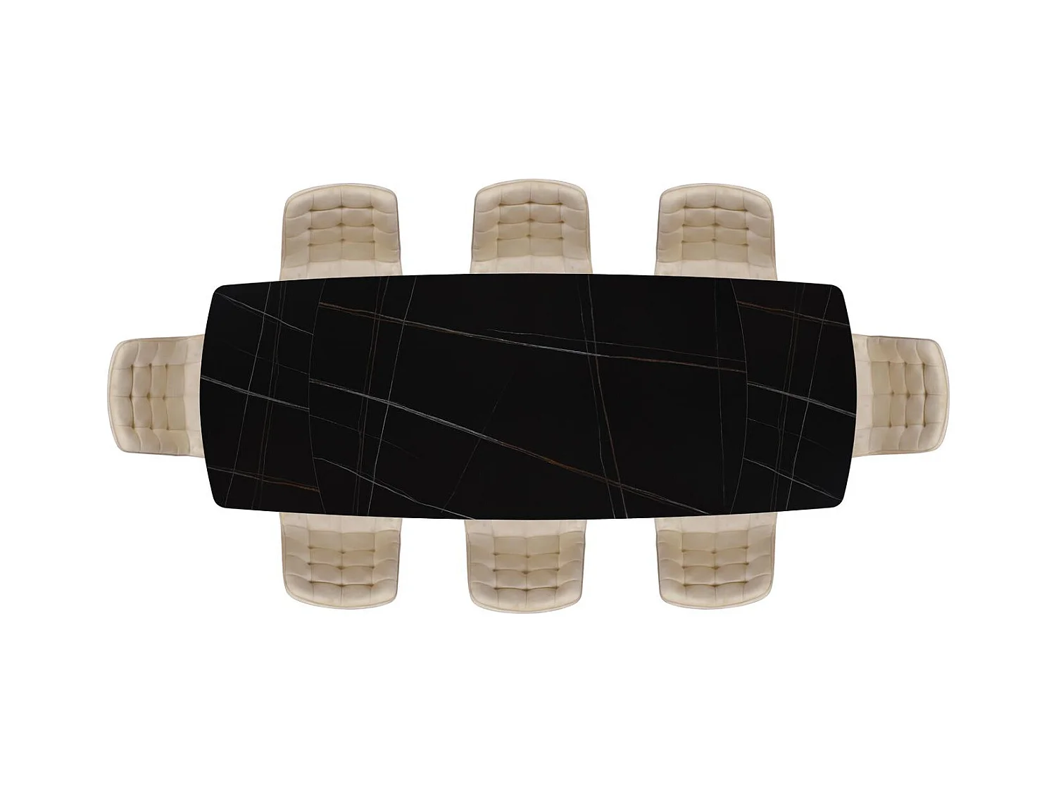 Mesa de cerámica negra, base de metal negro, extensible 160x90 - 240x90 cm - BONIFACIO