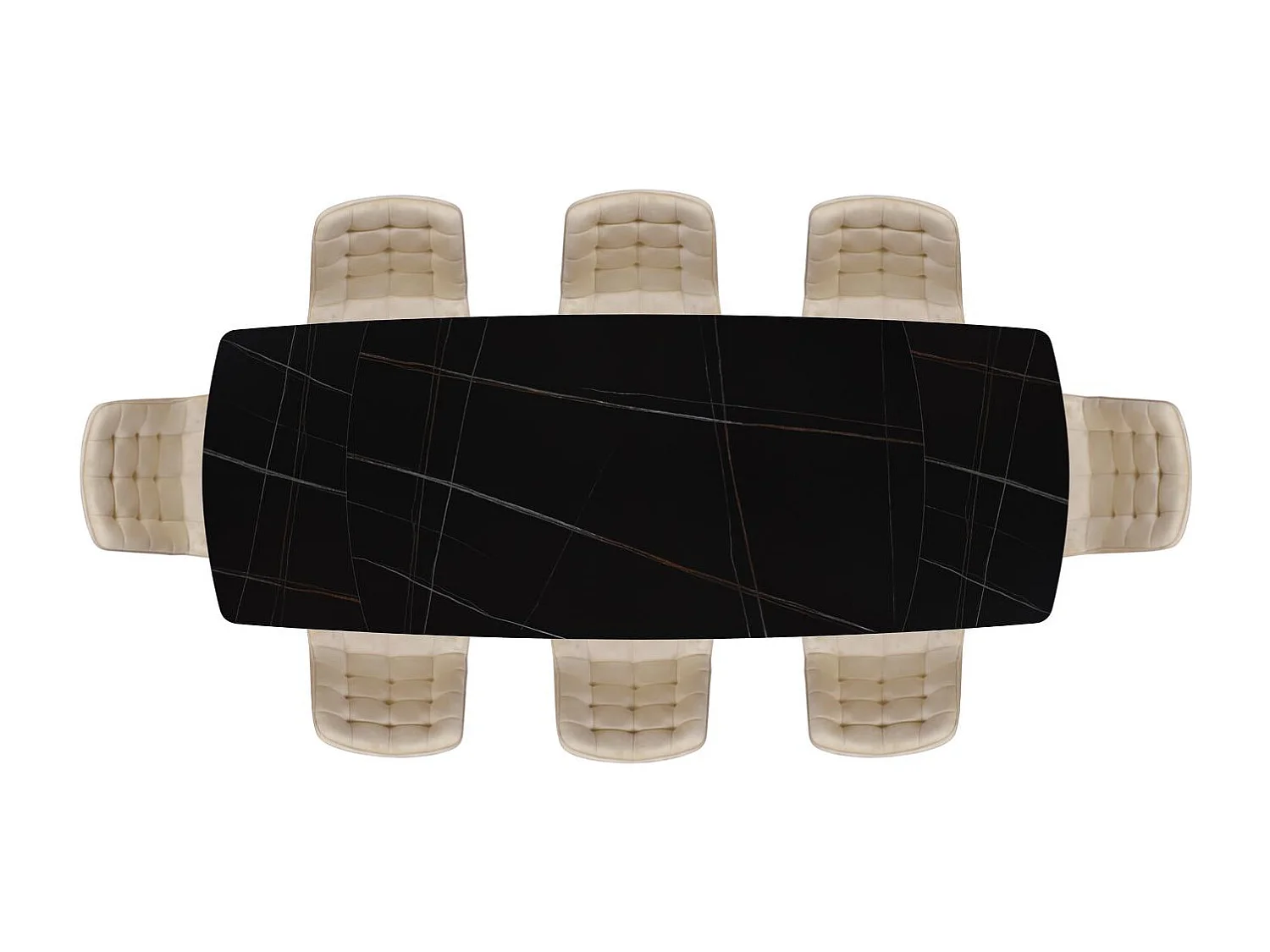 Table en céramique noire, piètement en métal noir, extensible 160x90 - 240x90 cm - BONIFACIO