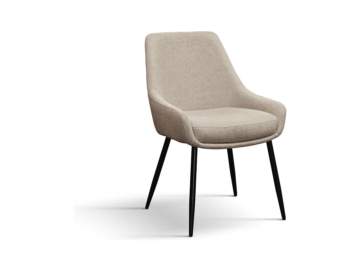 Ensemble de 4 chaises en tissu beige et pieds en métal noir mat, avec accoudoirs - TALLINN