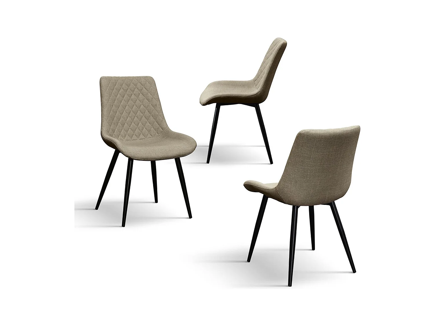 Ensemble de 4 chaises en tissu beige et pieds en métal noir - VIENNE