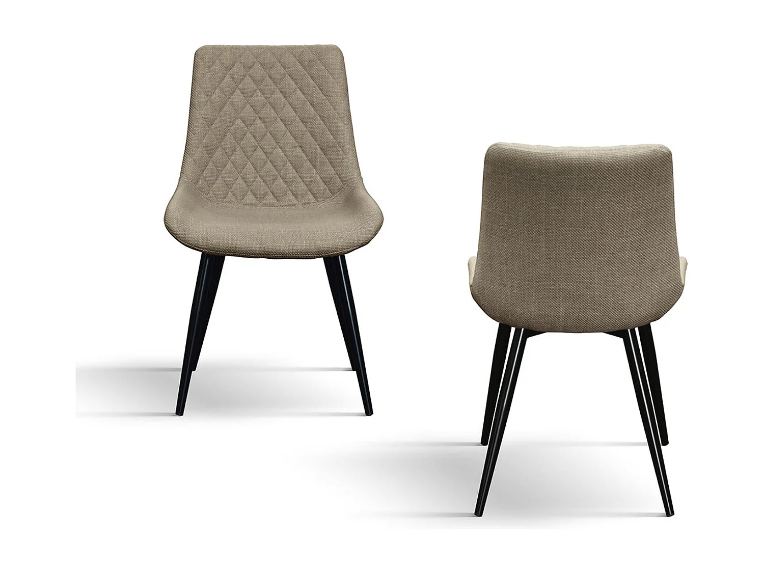 Ensemble de 4 chaises en tissu beige et pieds en métal noir - VIENNE