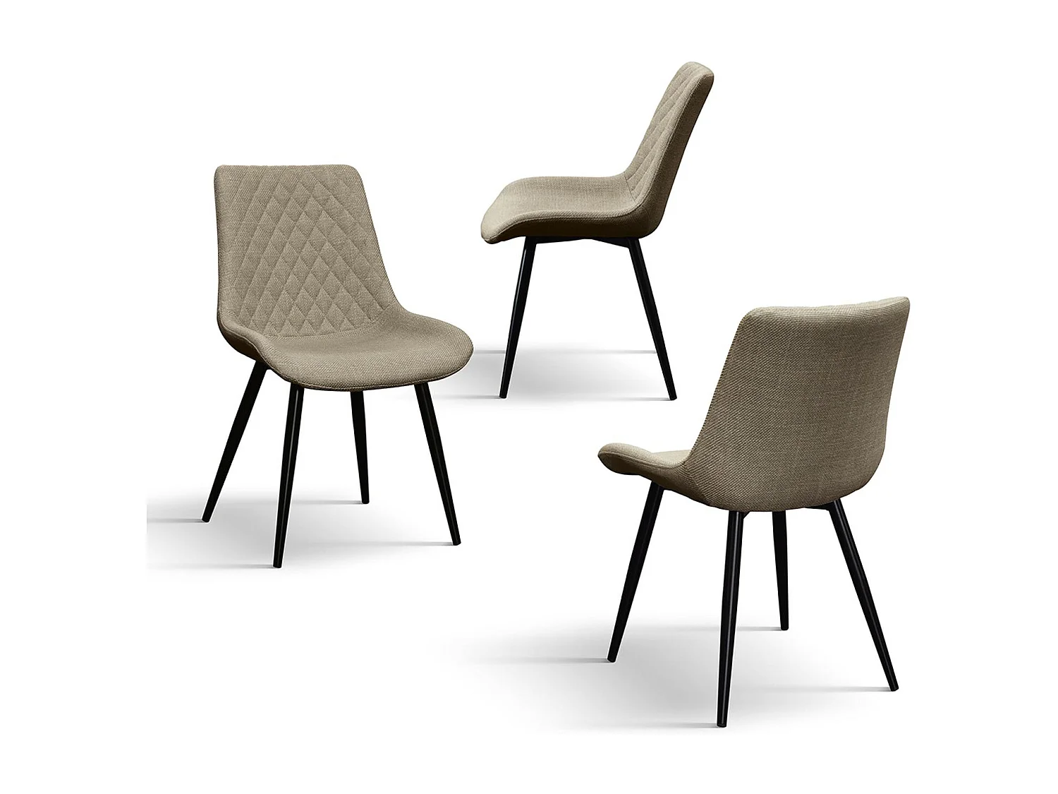 Ensemble de 4 chaises en tissu beige et pieds en métal noir - VIENNE