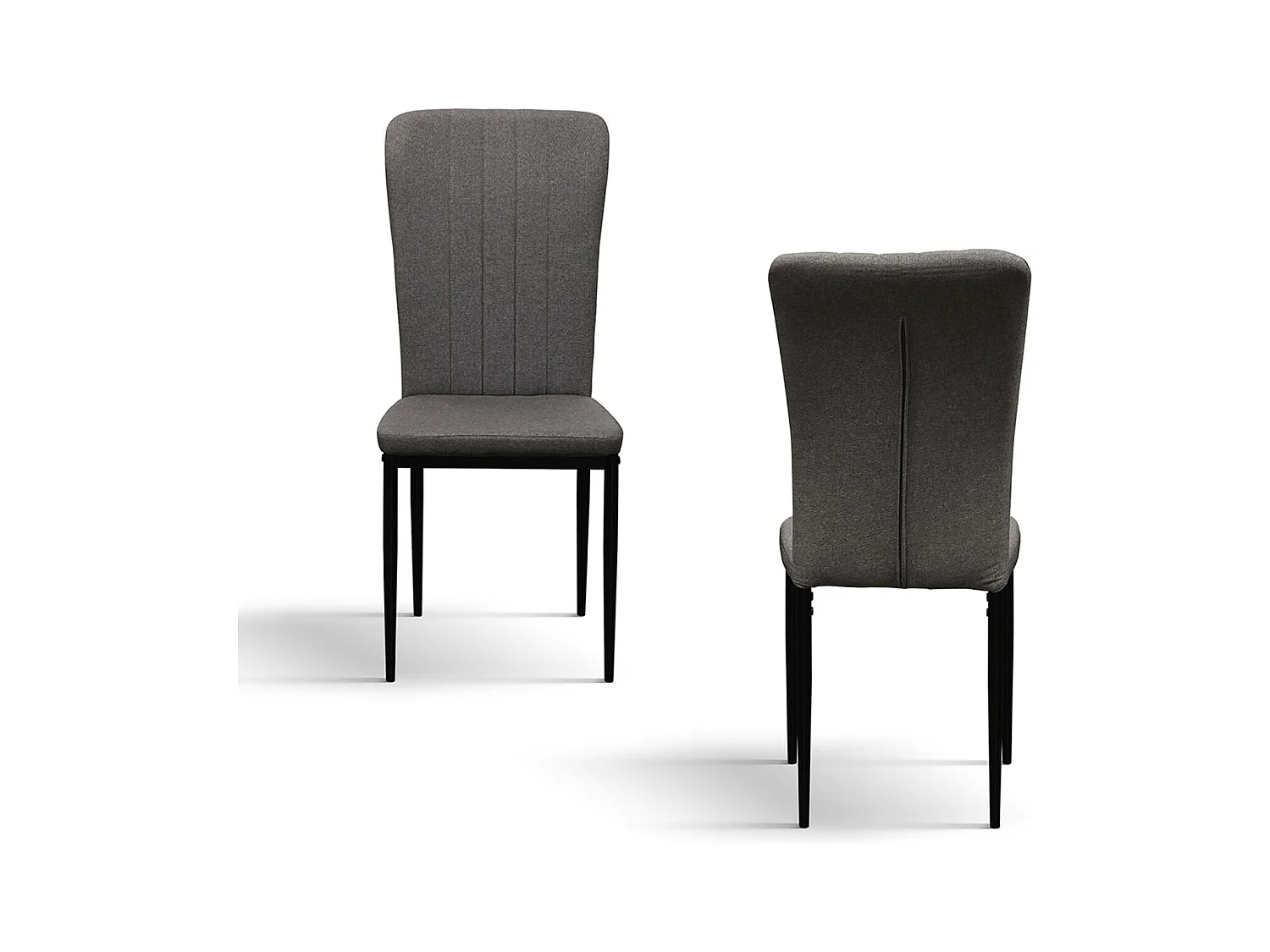 Ensemble de 6 chaises en tissu gris et pieds en métal noir - AMSTERDAM