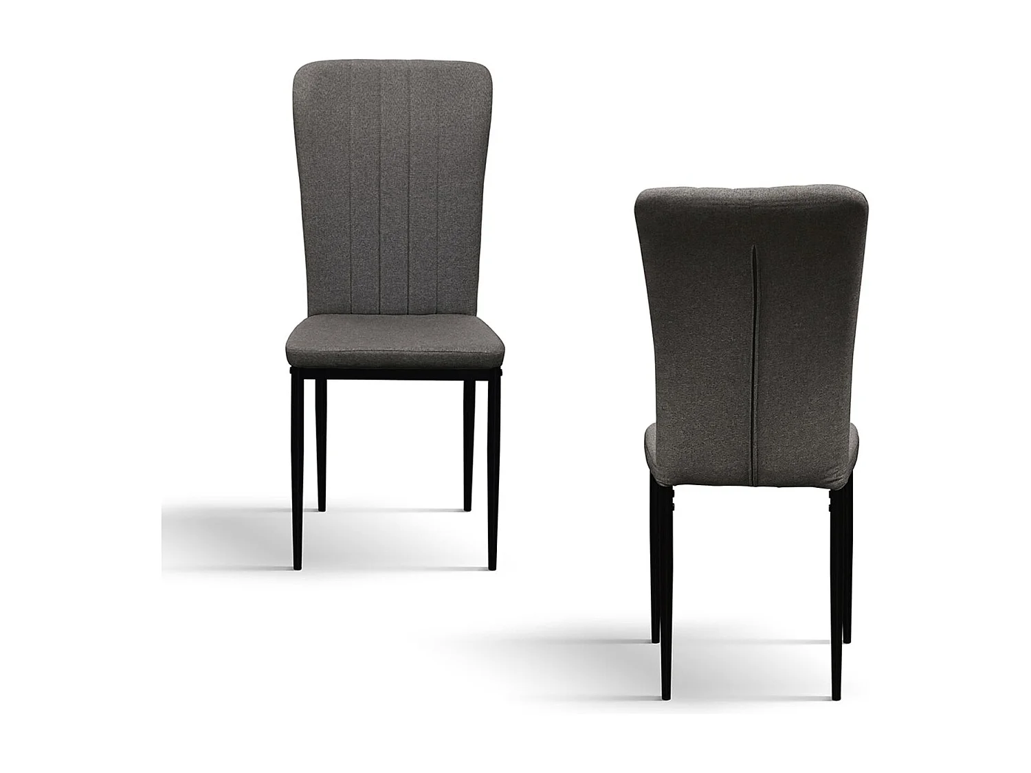 Ensemble de 6 chaises en tissu gris et pieds en métal noir - AMSTERDAM