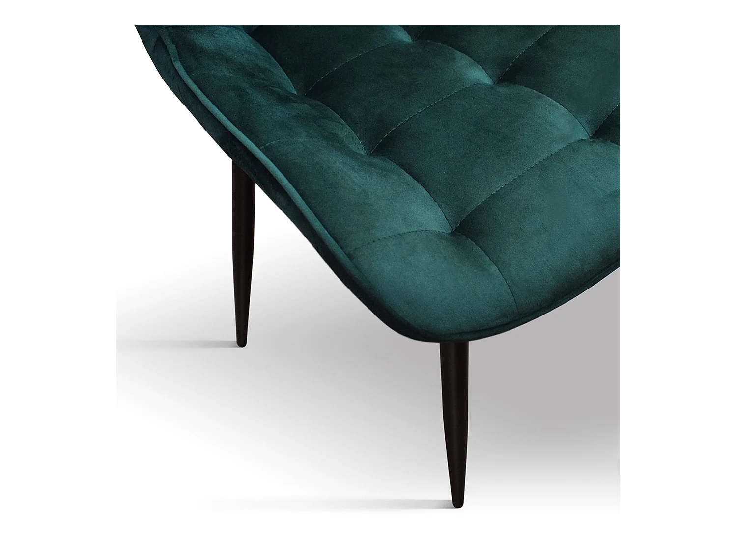 Ensemble de 4 chaises recouvertes de velours vert foncé et pieds en métal noir - BARCELONE