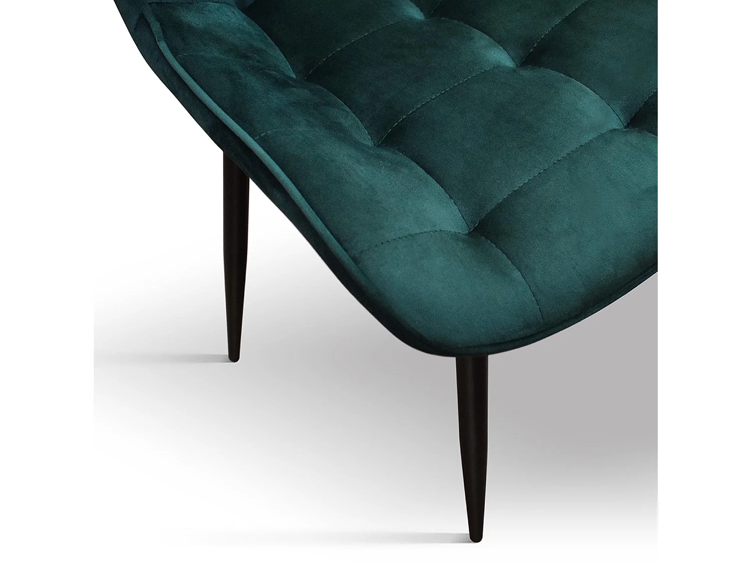 Set mit 4 Stühlen aus dunkelgrünem Stoff in Samtoptik und schwarzen Metallbeinen – BARCELLONA