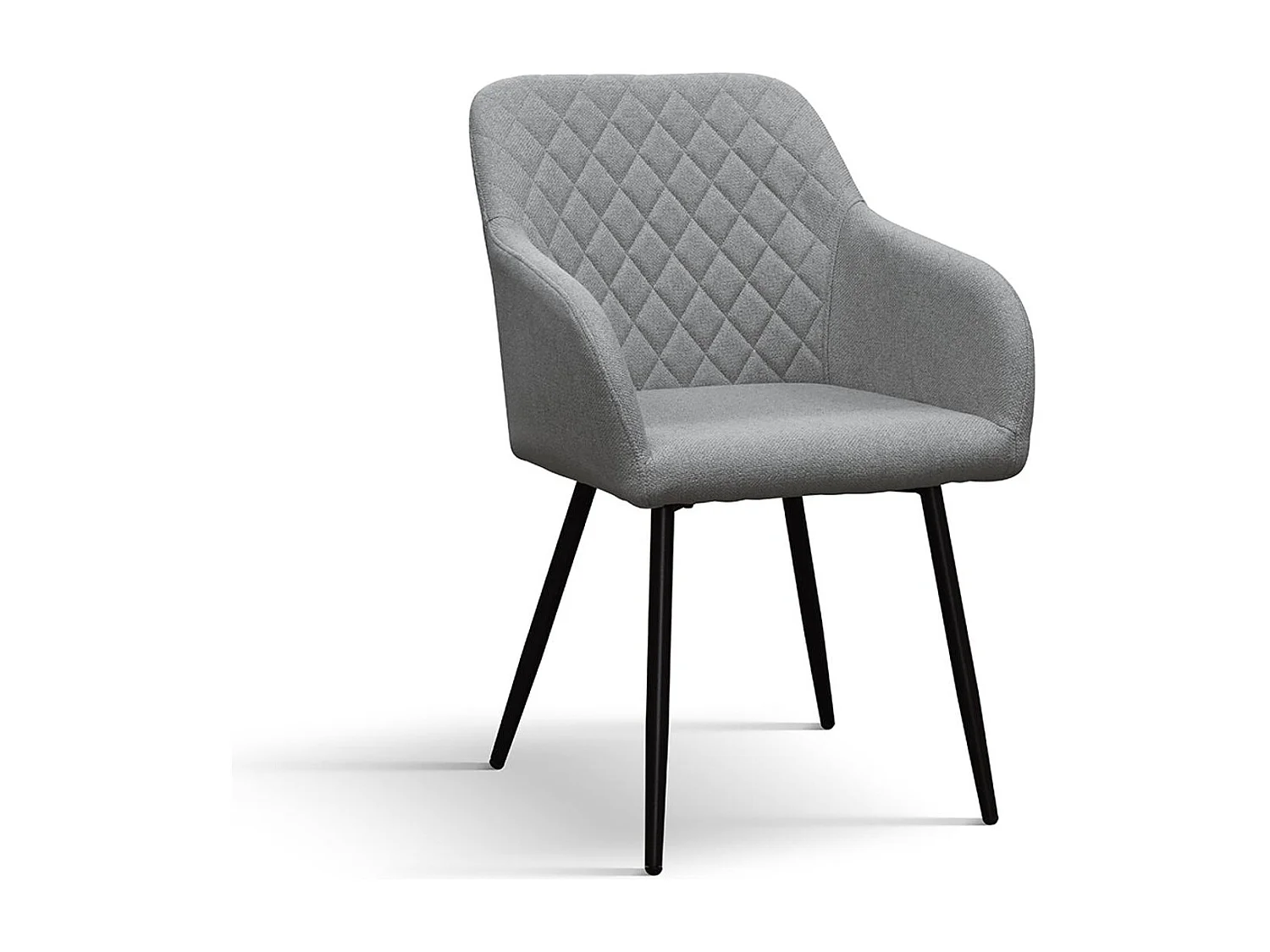 Ensemble de 2 chaises en tissu gris et pieds en métal noir, avec accoudoirs - LISBONA