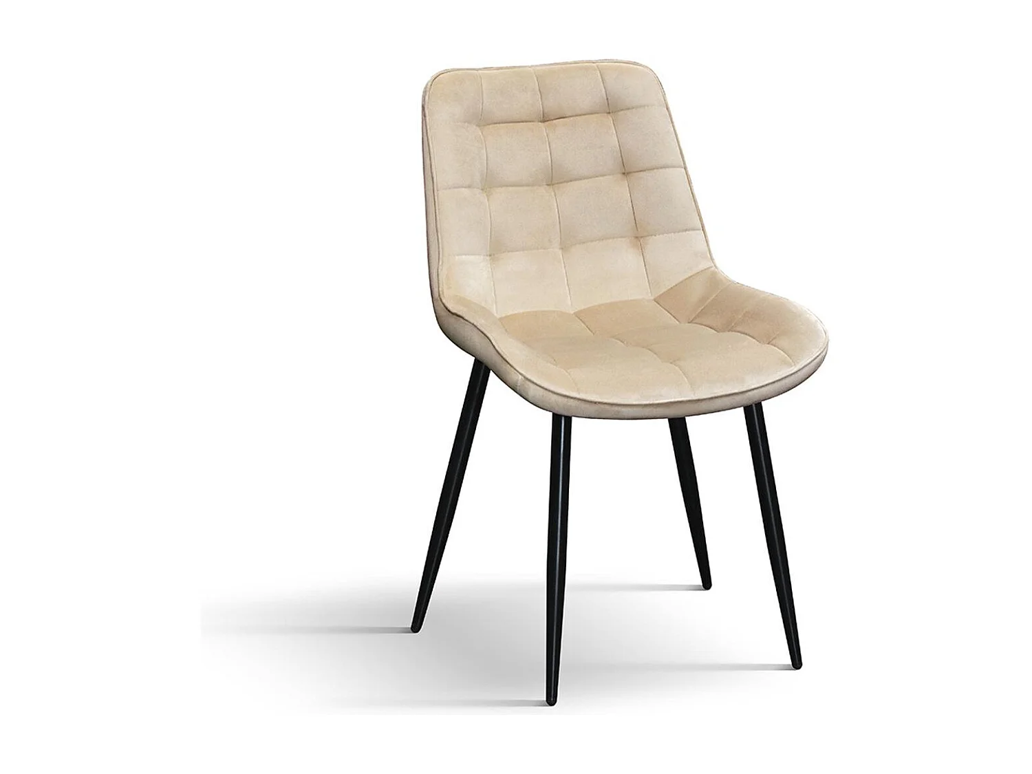 Ensemble de 4 chaises recouvertes de velours beige et pieds en métal noir - BARCELONA