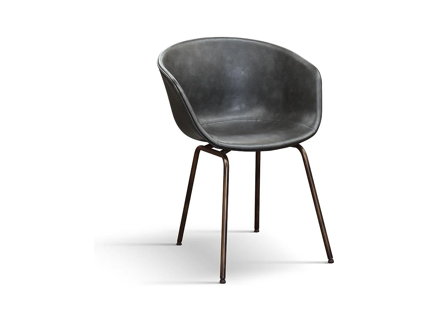 Ensemble de 4 chaises recouvertes de cuir anthracite et pieds en métal noir - COPENAGHEN