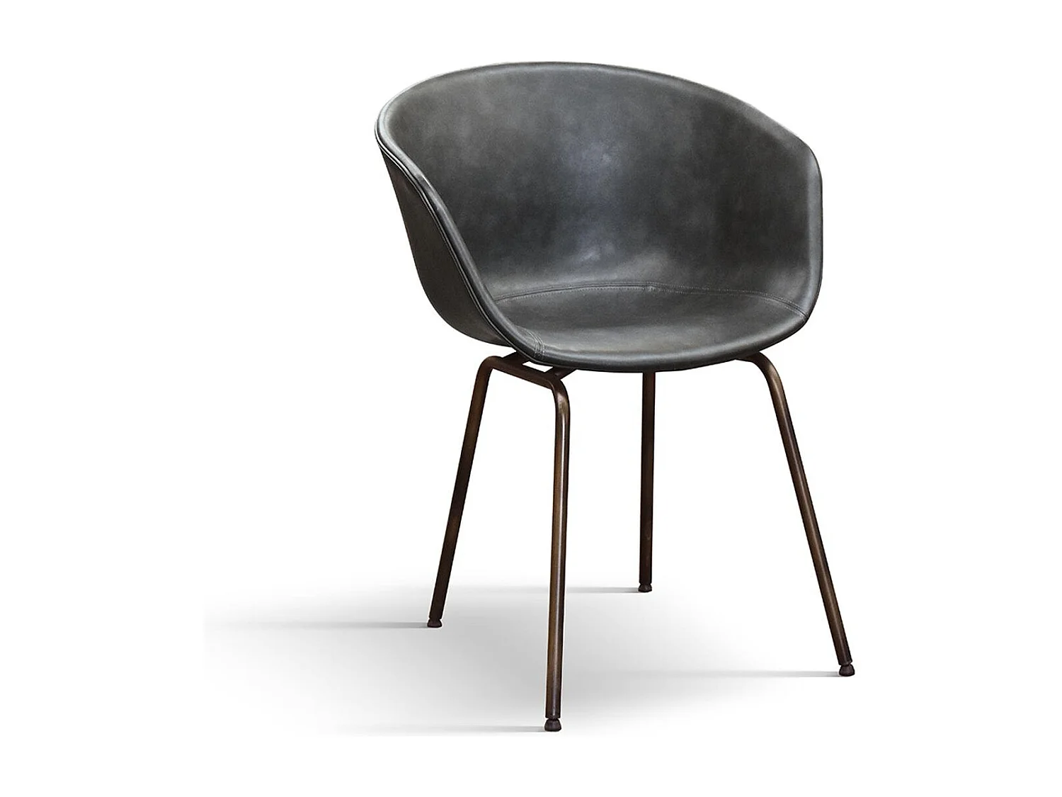 Set van 4 stoelen bekleed met antracietkleurig kunstleer en zwarte metalen poten - COPENAGHEN