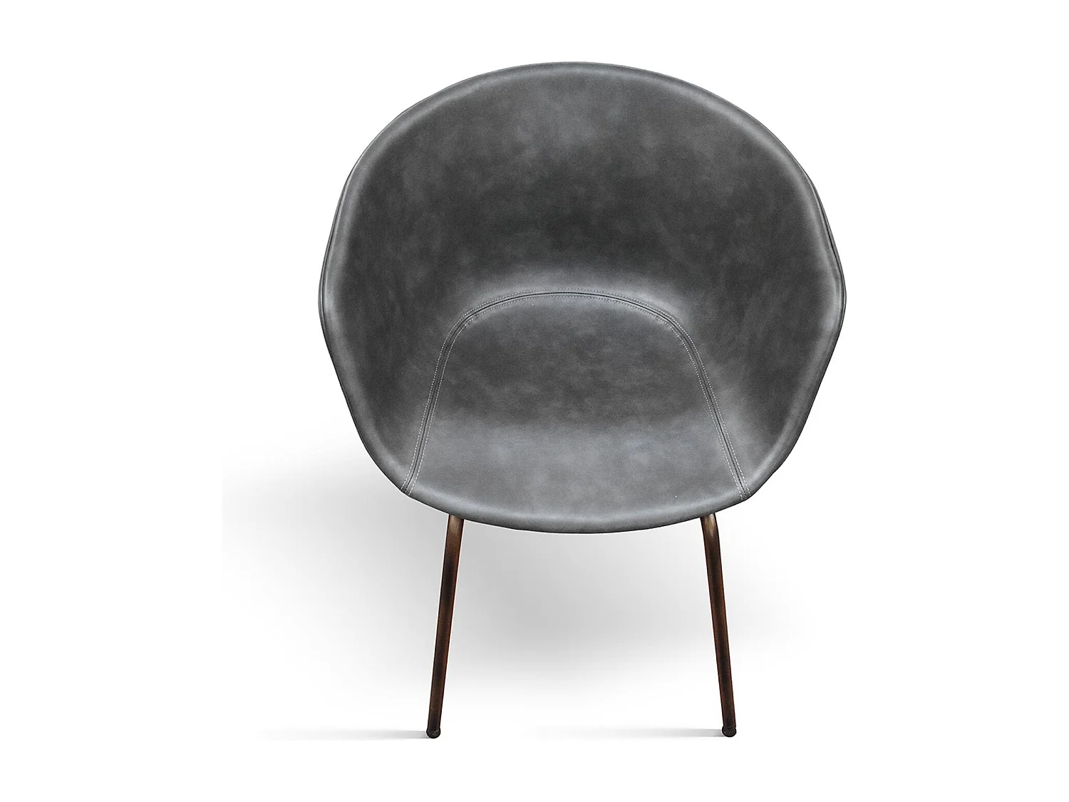 Set van 4 stoelen bekleed met antracietkleurig kunstleer en zwarte metalen poten - COPENAGHEN