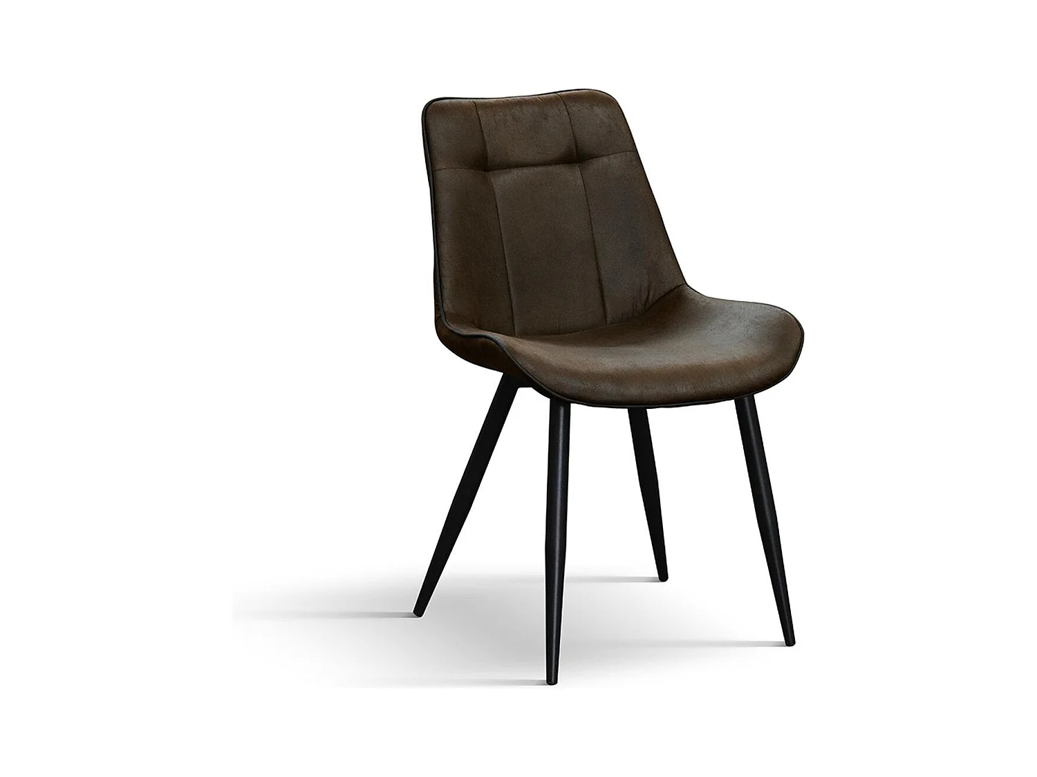 Ensemble de 4 chaises en faux cuir marron et pieds en métal noir - BRUXELLES