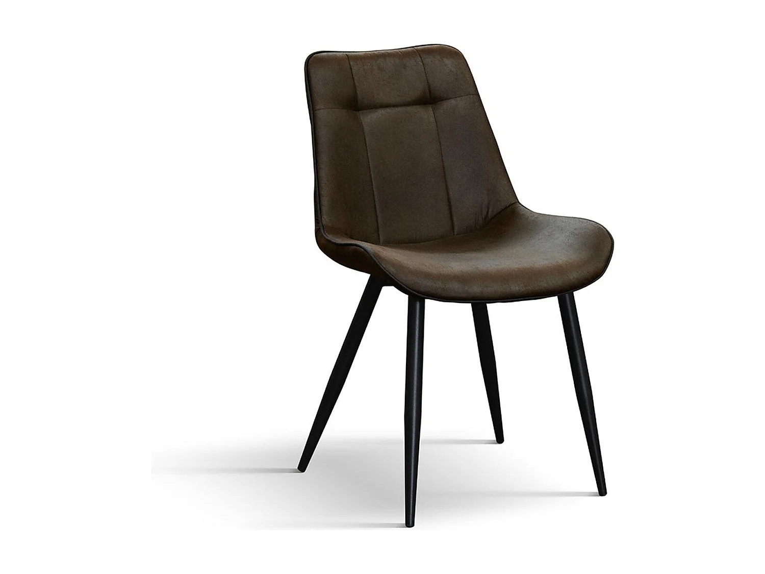 Set van 4 kastanjebruine stoelen van imitatieleer en zwarte metalen poten - BRUSSEL