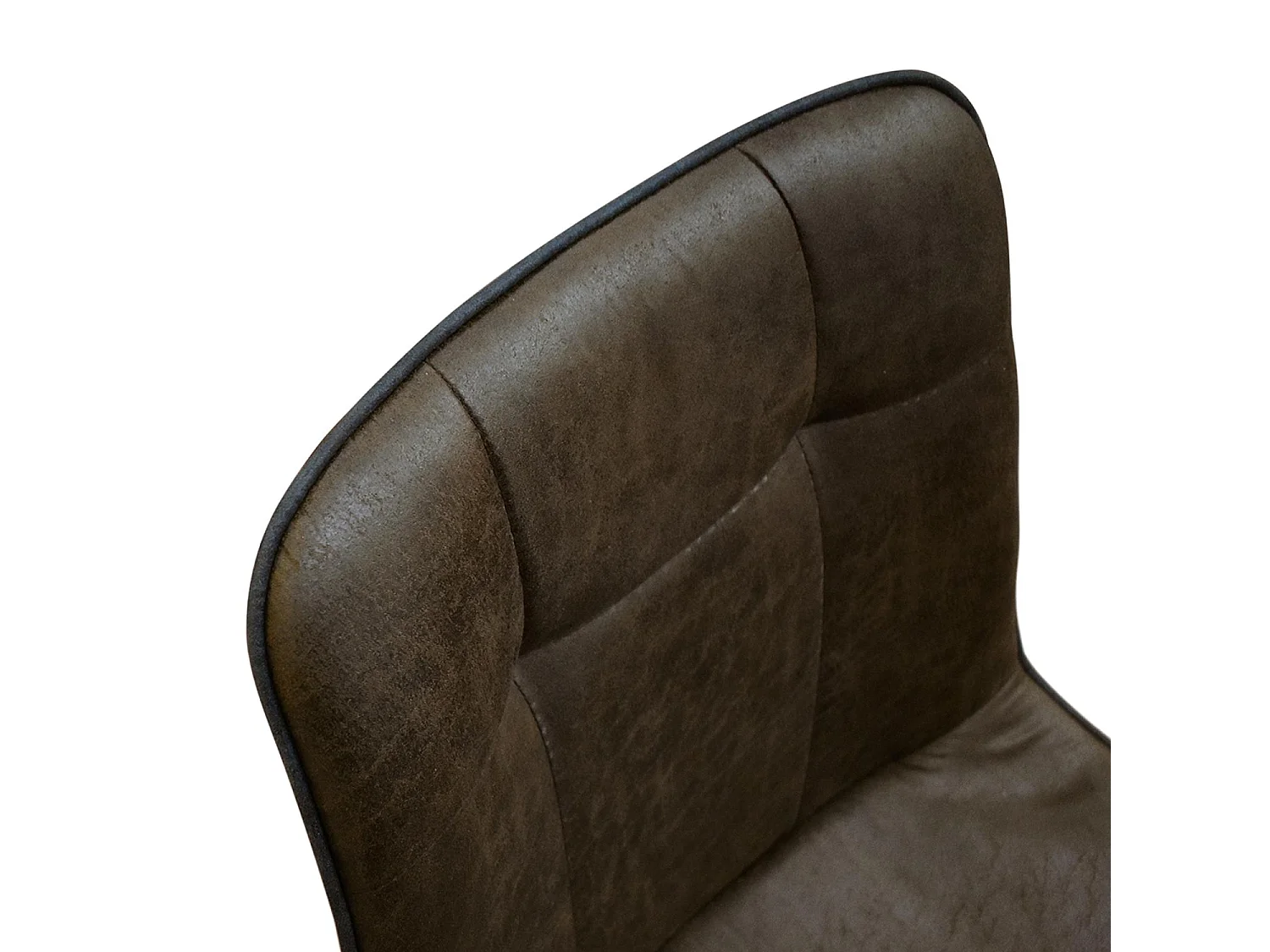 Set van 4 kastanjebruine stoelen van imitatieleer en zwarte metalen poten - BRUSSEL