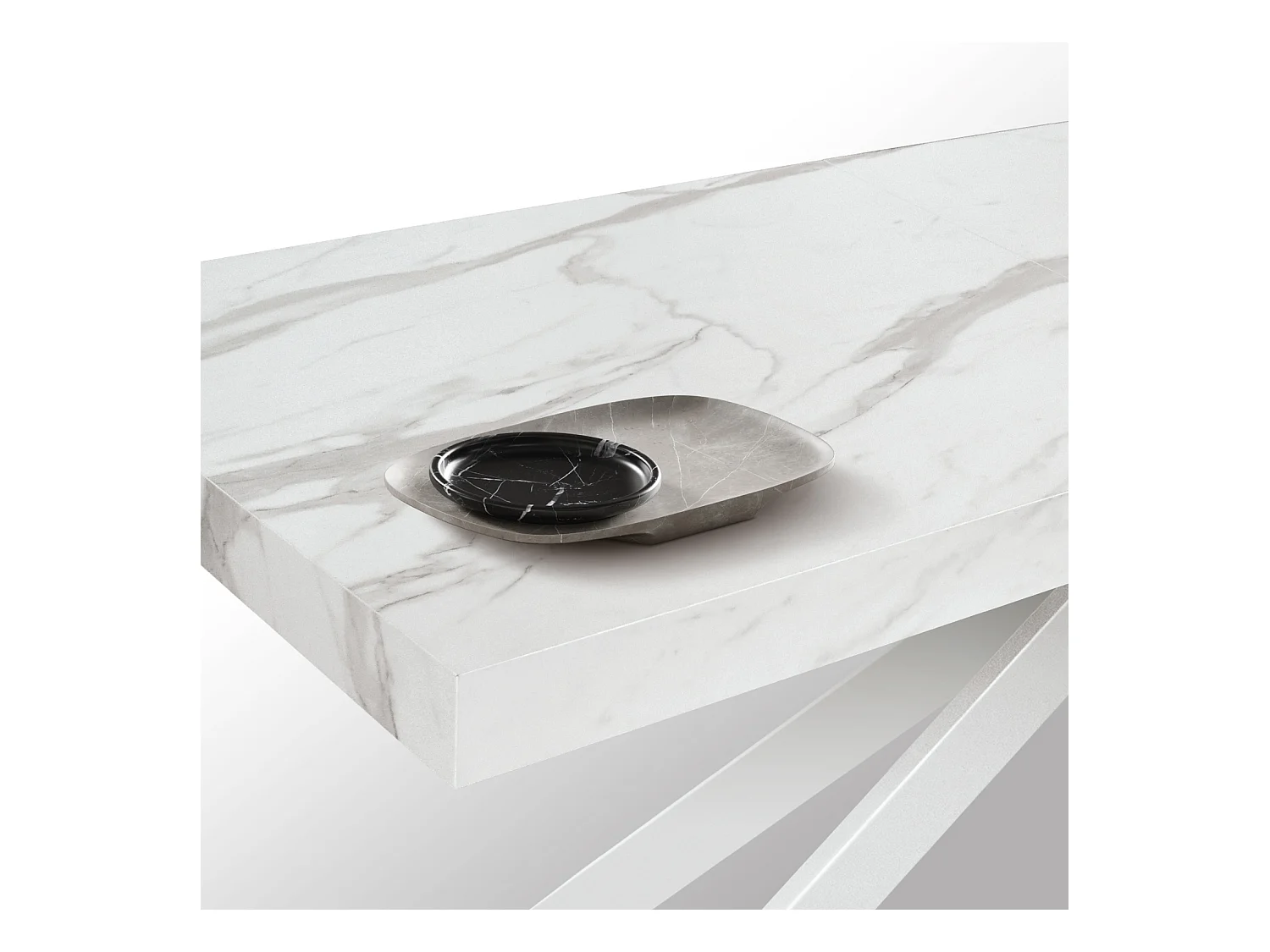 Tavolo in legno, finitura bianco e gambe a X bianche, allungabile 160x90-240x90 - CAMAIORE