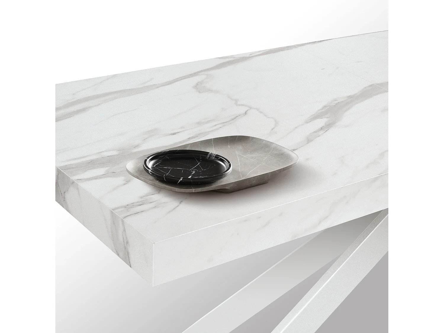 Tavolo in legno, finitura bianco e gambe a X bianche, allungabile 140x90-220x90 - CAMAIORE