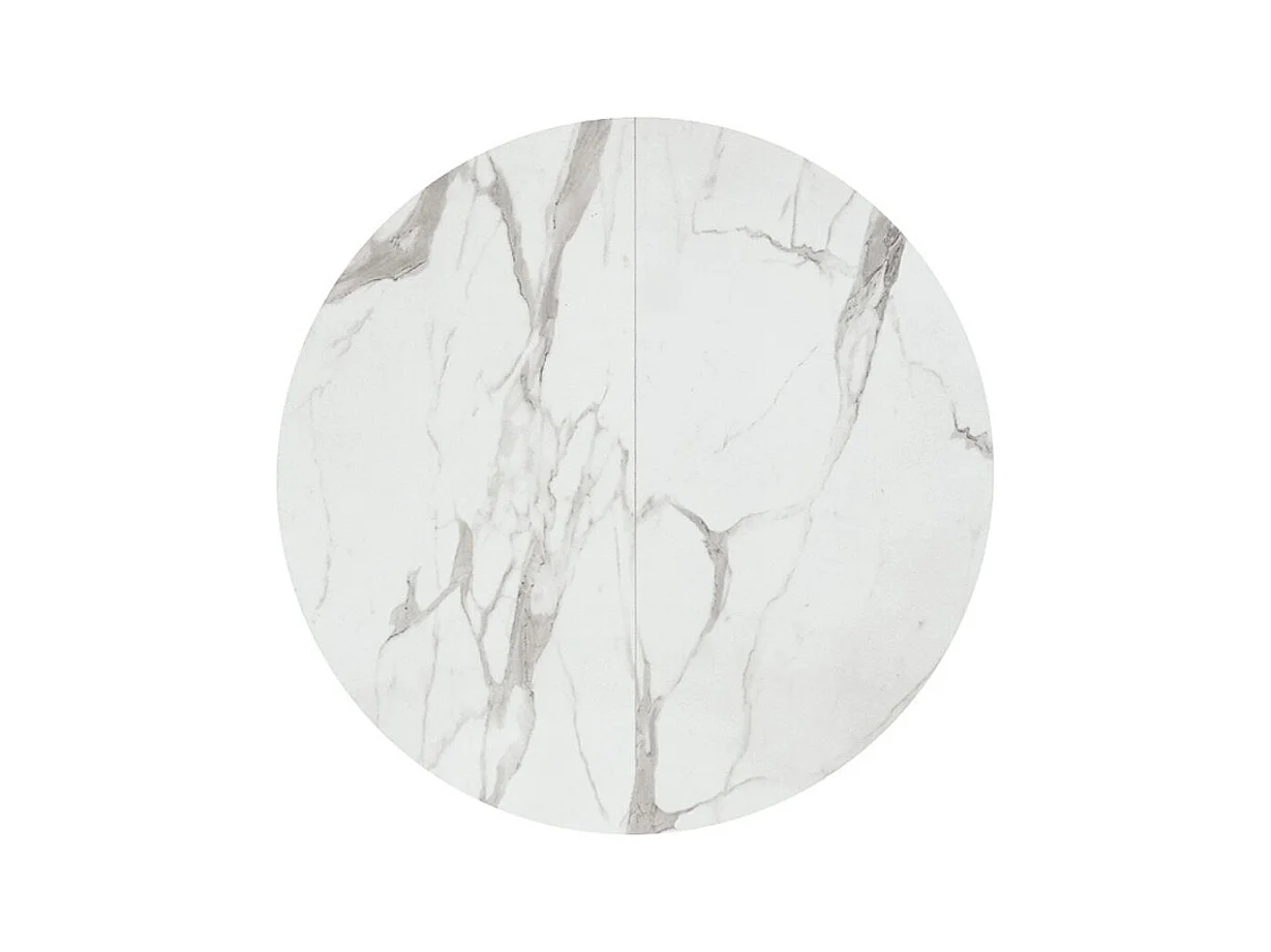 Table ronde en bois, finition blanche, pieds noirs, Ø120xH75.3-170x120x75.3 - PANTELLERIA