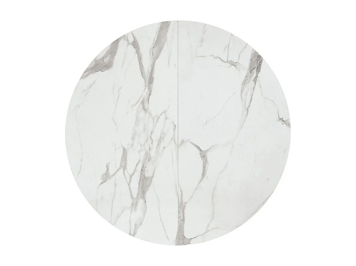 Runder Holztisch, weiß lackiert, schwarze Beine, Ø120xH75,3-170x120x75,3 - PANTELLERIA