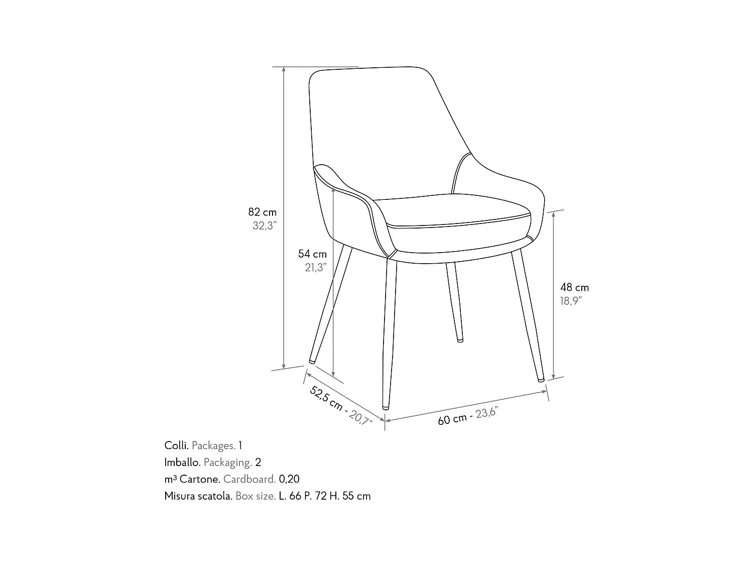 Lot de 4 chaises en tissu gris et pieds en métal noir mat, avec accoudoirs - TALLINN