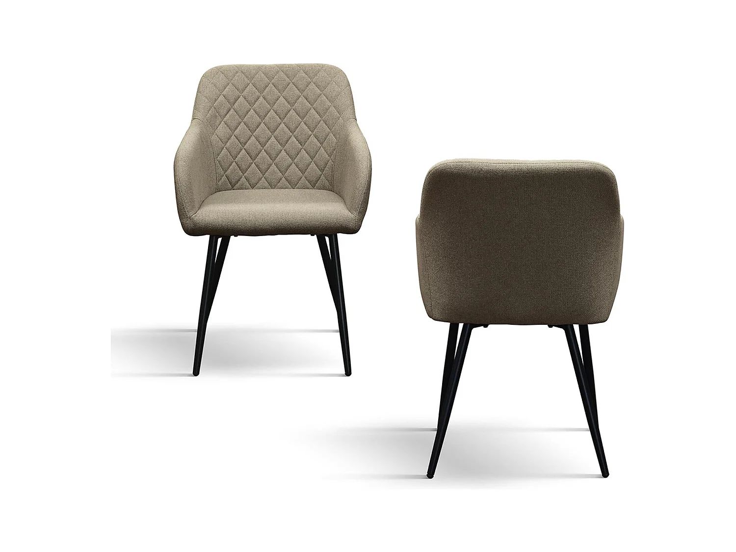 Ensemble de 4 chaises en tissu beige et pieds en métal noir, avec accoudoirs - LISBONA