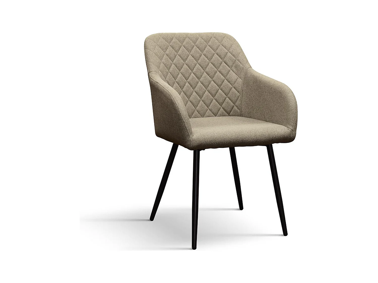 Ensemble de 4 chaises en tissu beige et pieds en métal noir, avec accoudoirs - LISBONA
