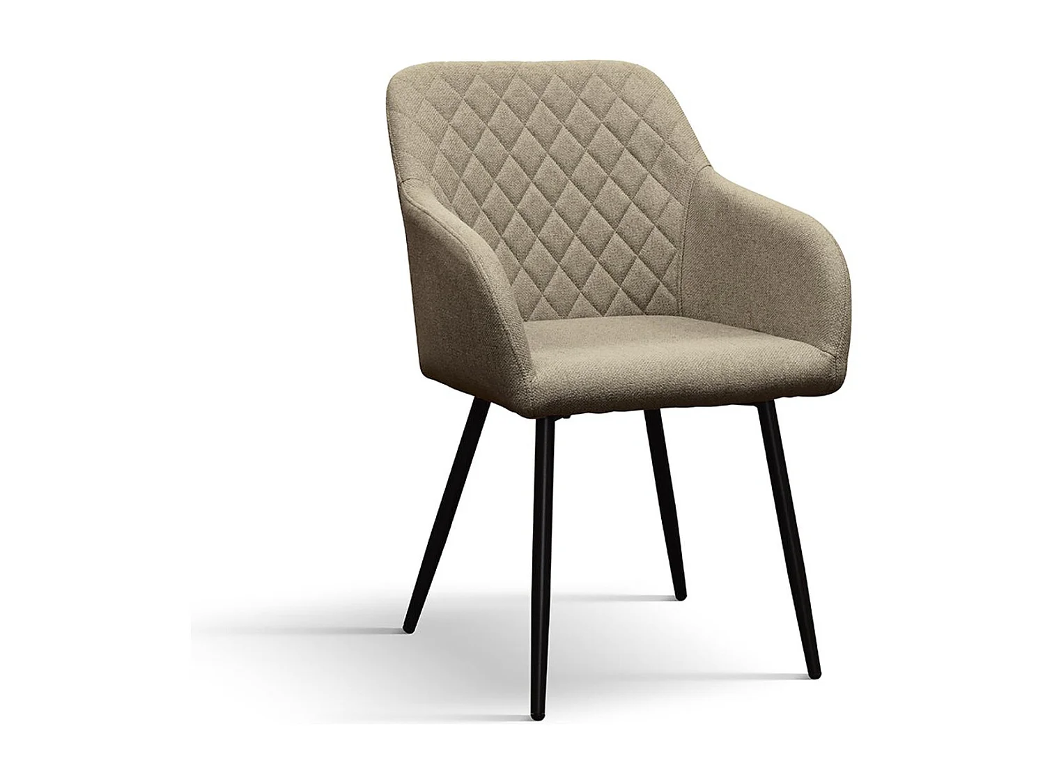 Ensemble de 4 chaises en tissu beige et pieds en métal noir, avec accoudoirs - LISBONA