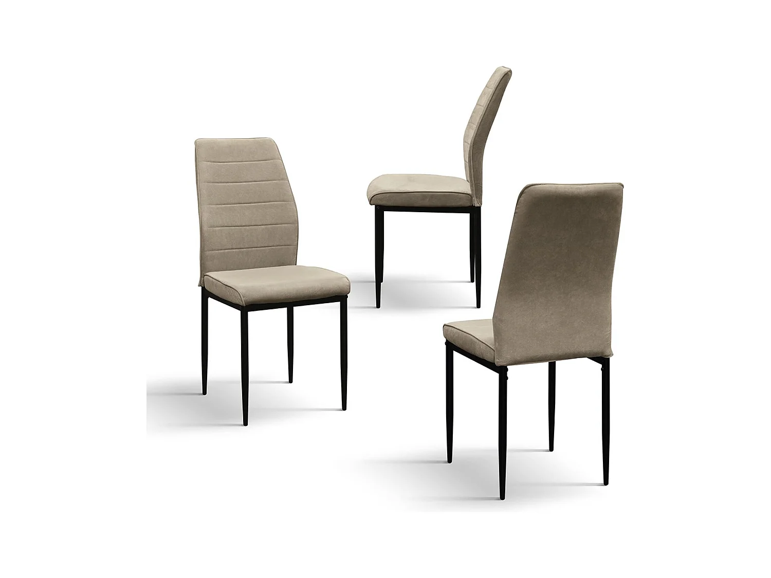 Ensemble de 4 chaises en tissu beige et pieds en métal noir mat - LUBIANA