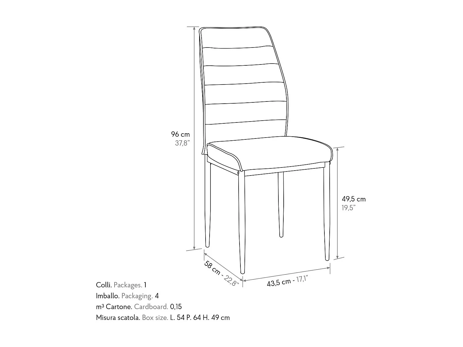 Ensemble de 4 chaises en tissu beige et pieds en métal noir mat - LUBIANA
