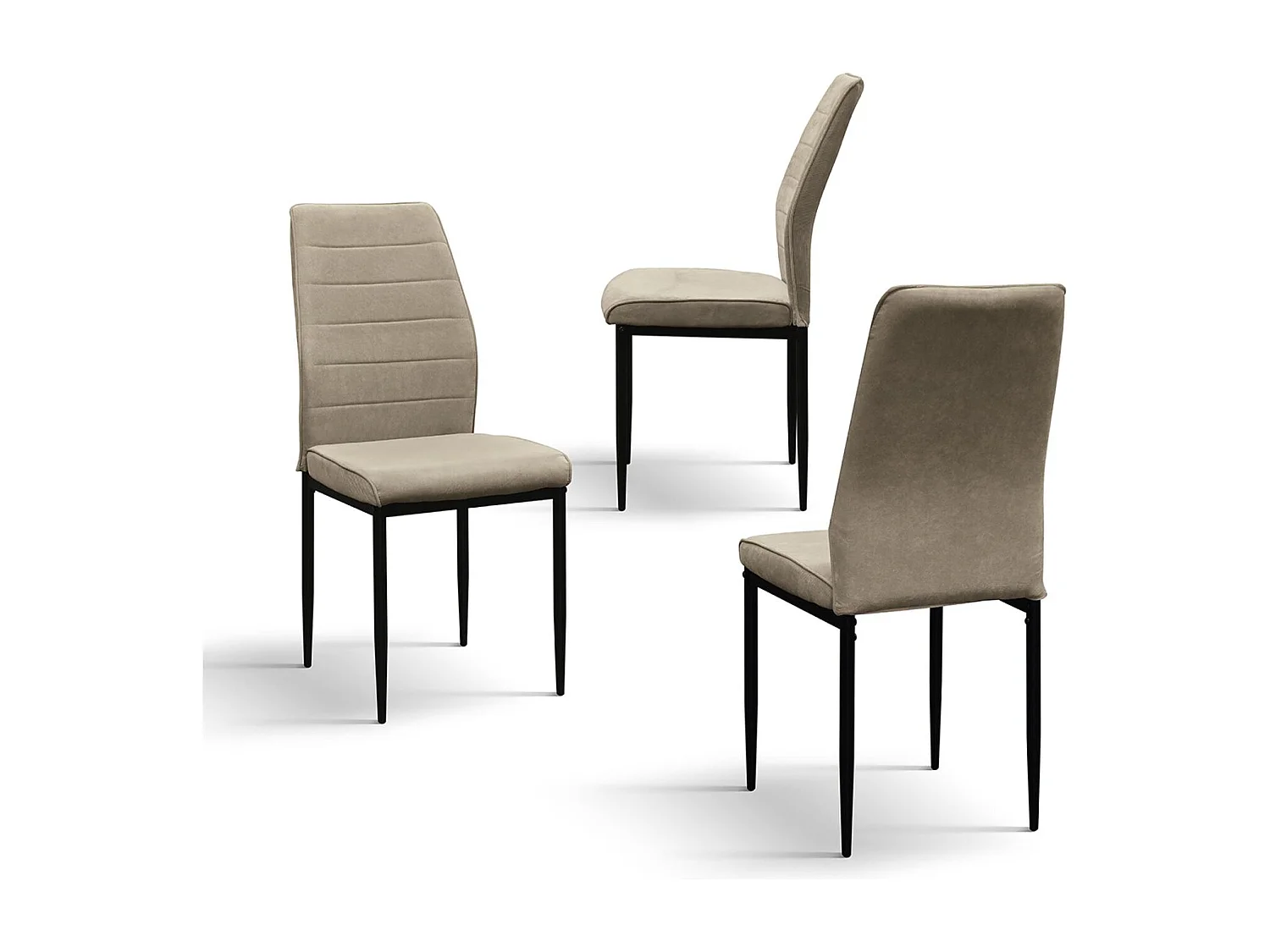 Ensemble de 4 chaises en tissu beige et pieds en métal noir mat - LUBIANA