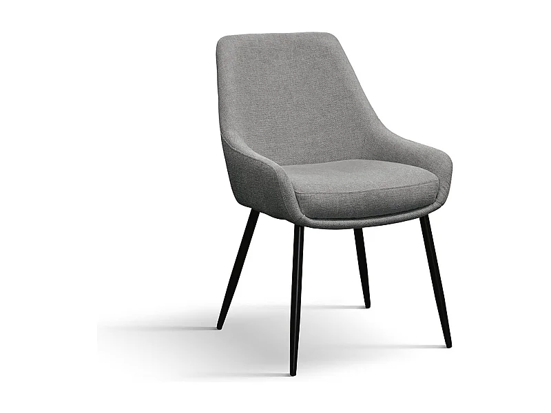 Set aus 2 grauen Stoffstühlen und mattschwarzen Metallbeinen, mit Armlehnen - TALLINN