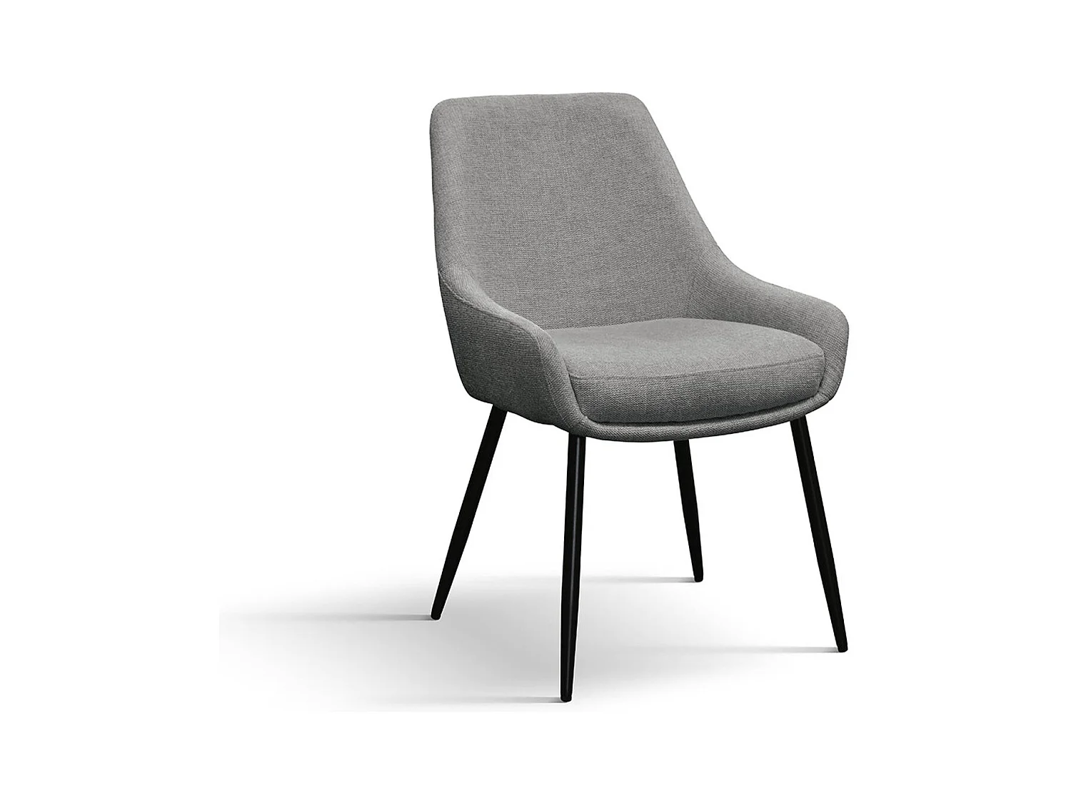 Lot de 2 chaises en tissu gris et pieds en métal noir mat, avec accoudoirs - TALLINN