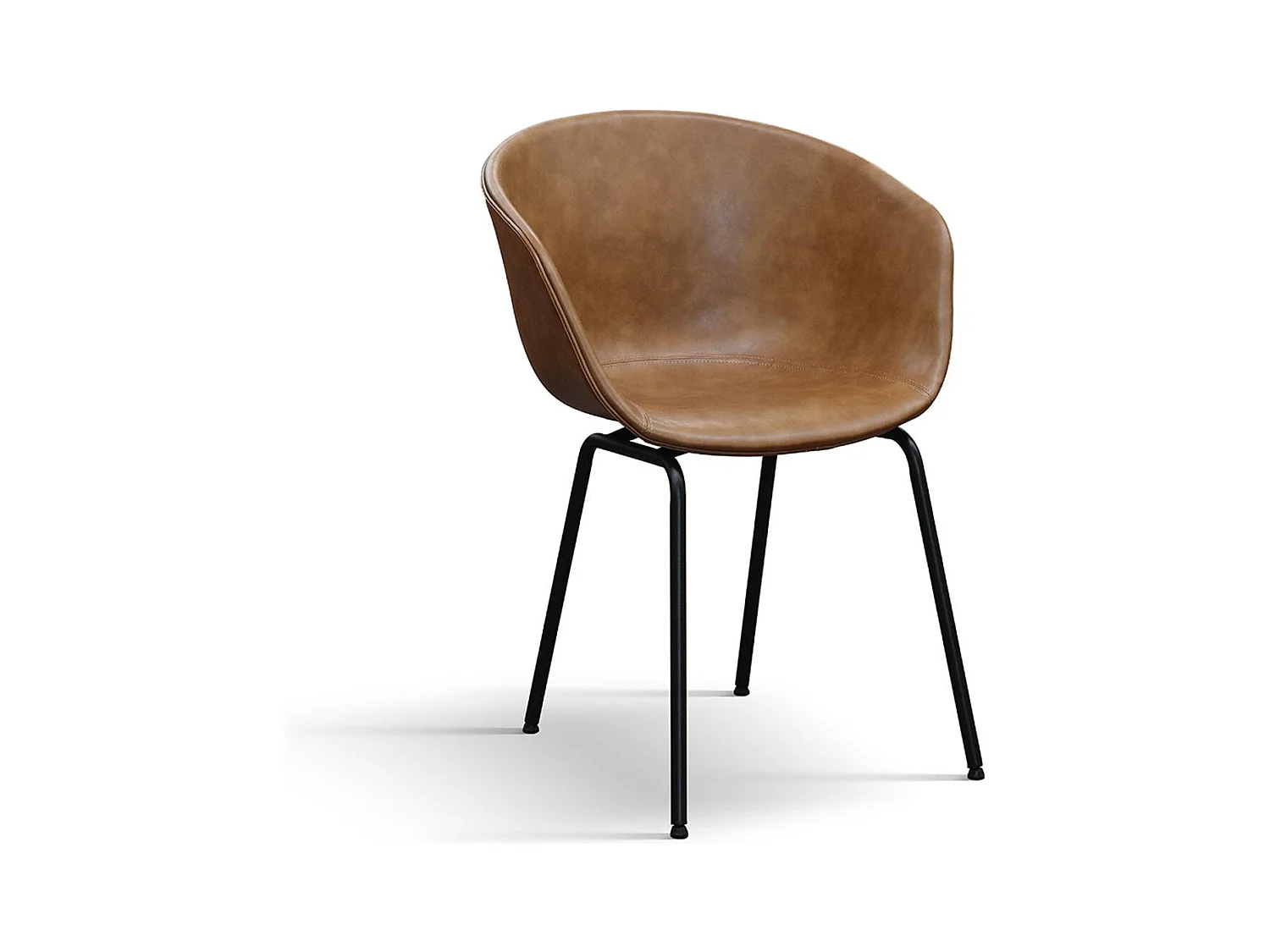 Ensemble de 4 chaises recouvertes de cuir camel et pieds en métal noir - COPENAGHEN