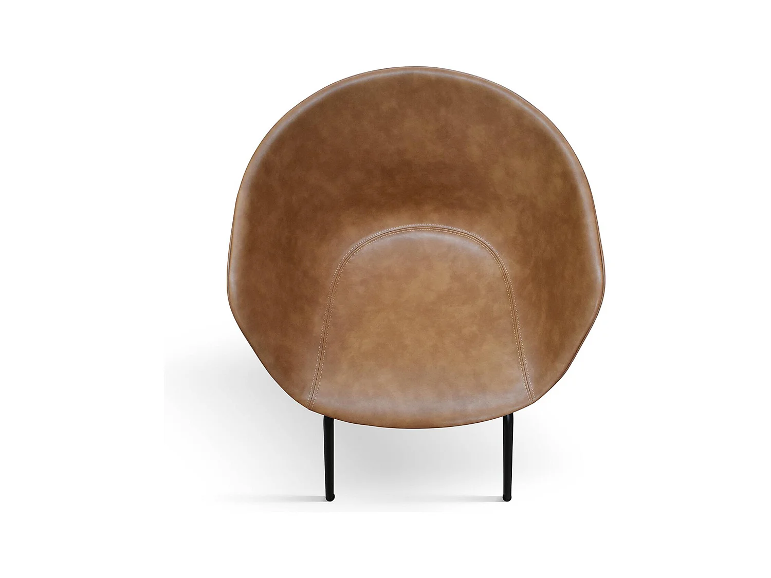 Ensemble de 4 chaises recouvertes de cuir camel et pieds en métal noir - COPENAGHEN