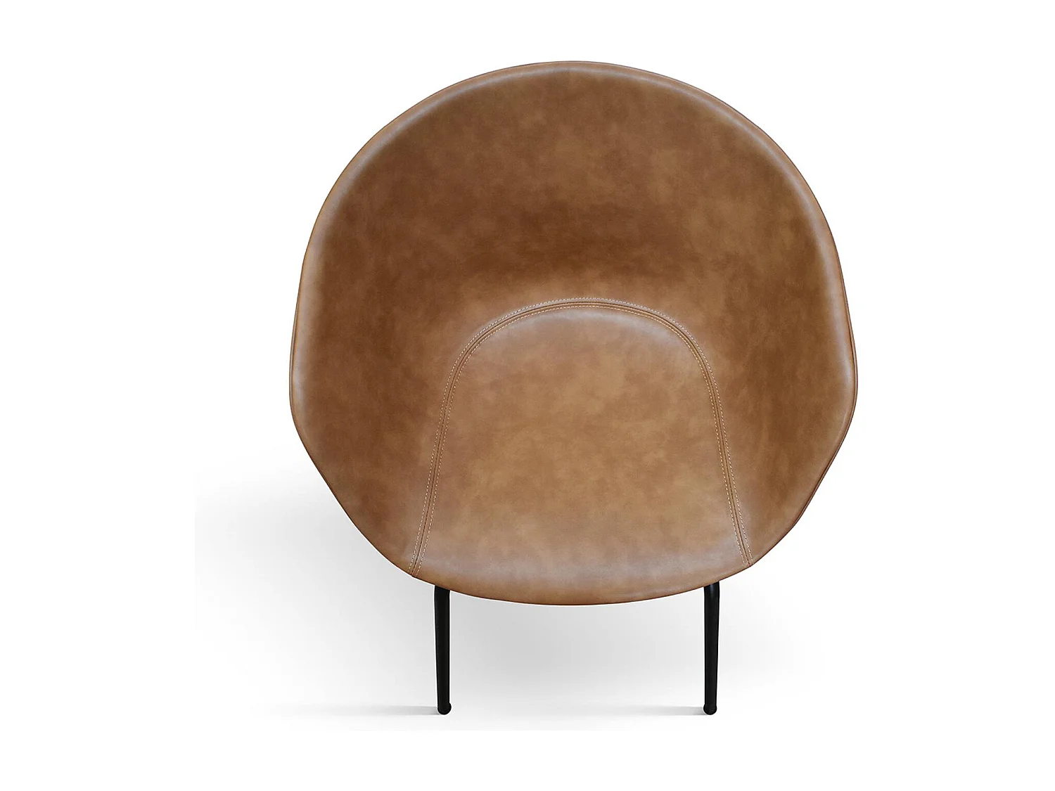 Set van 4 stoelen bekleed met camelkleurig kunstleer en zwarte metalen poten - COPENAGHEN