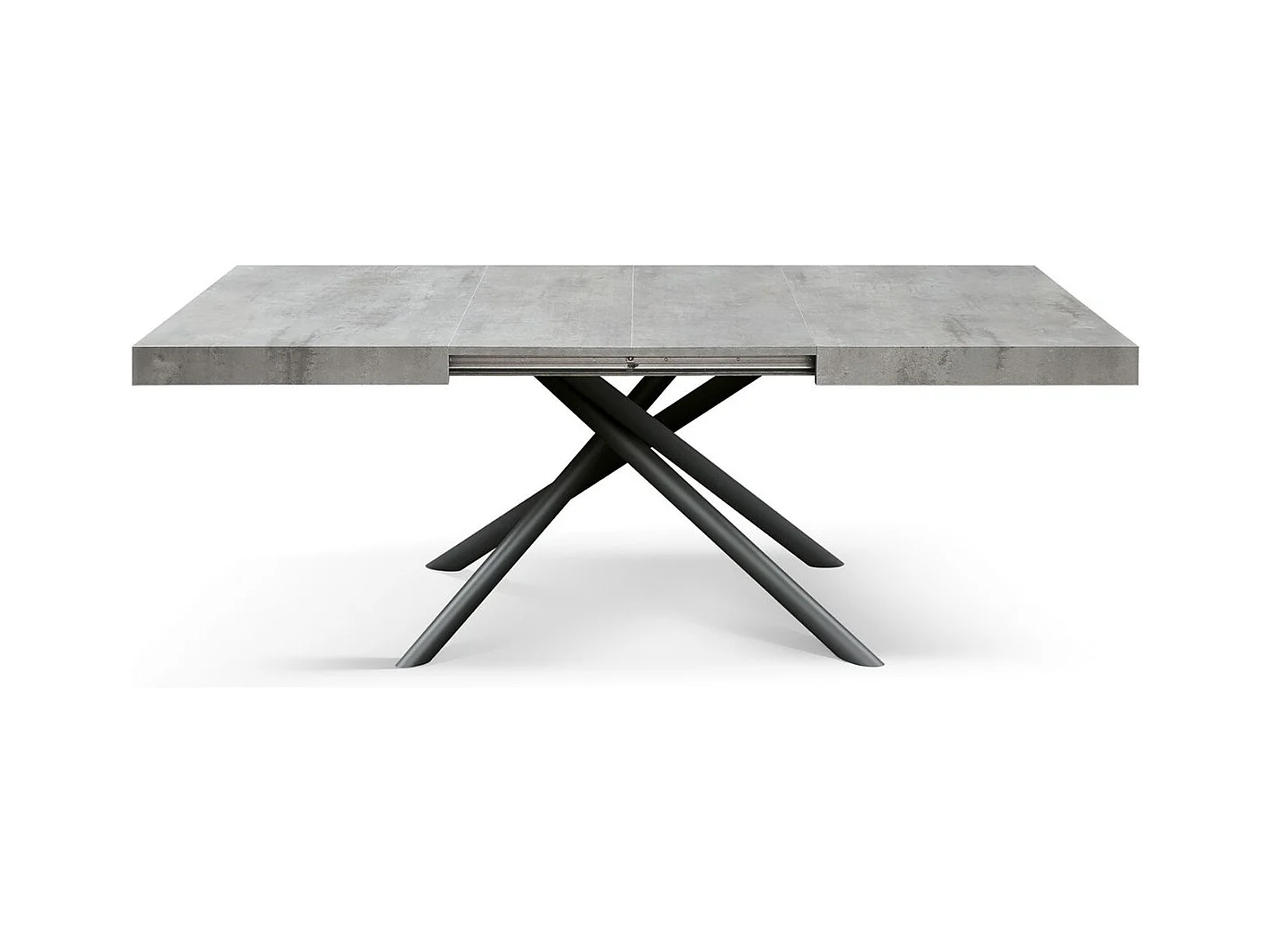 Table en bois, finition grise, piètement en métal anthracite, 180×90–260×90 - CARRARA