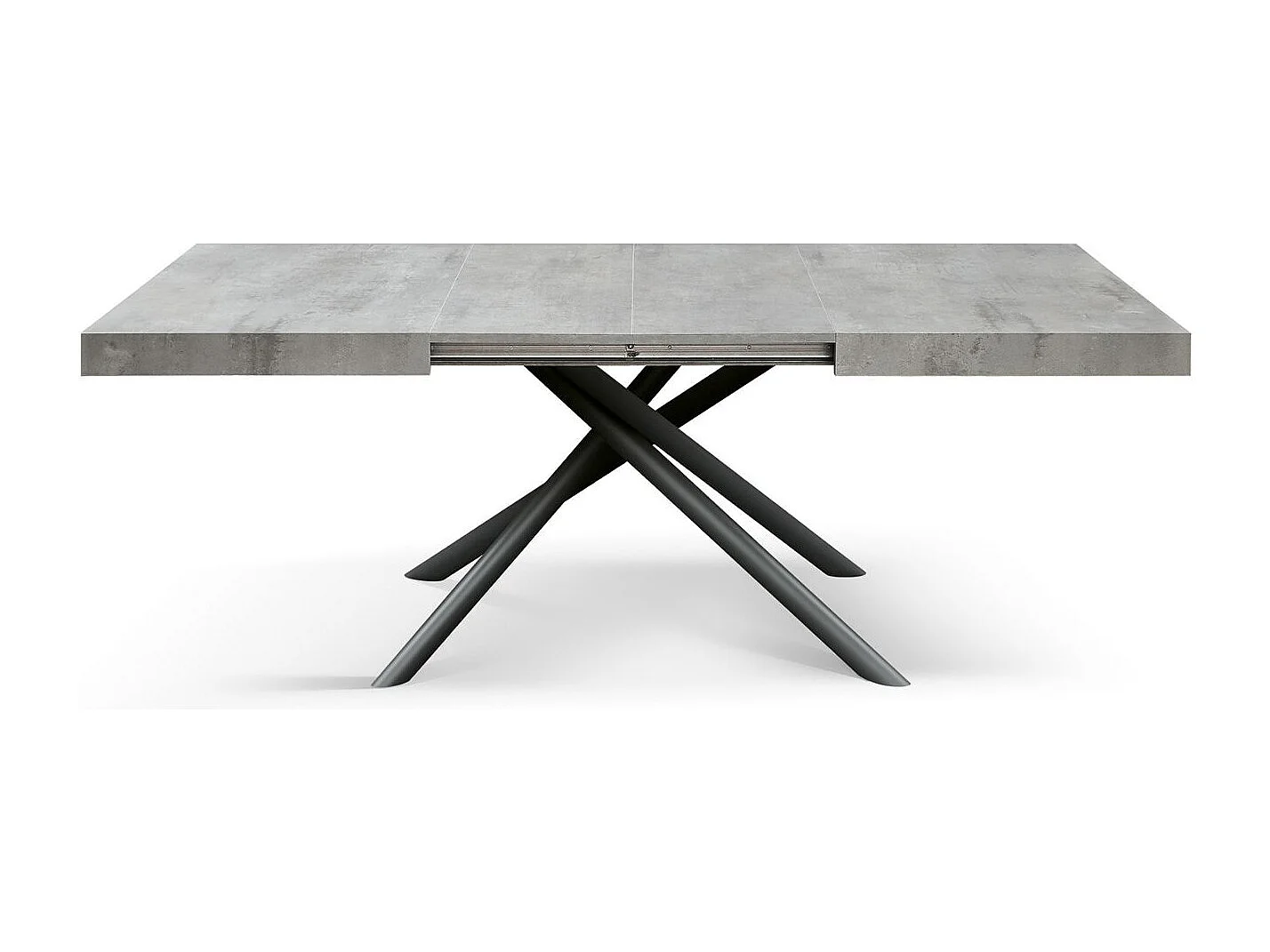 Table en bois, finition grise, piètement en métal anthracite, 180×90–260×90 - CARRARA