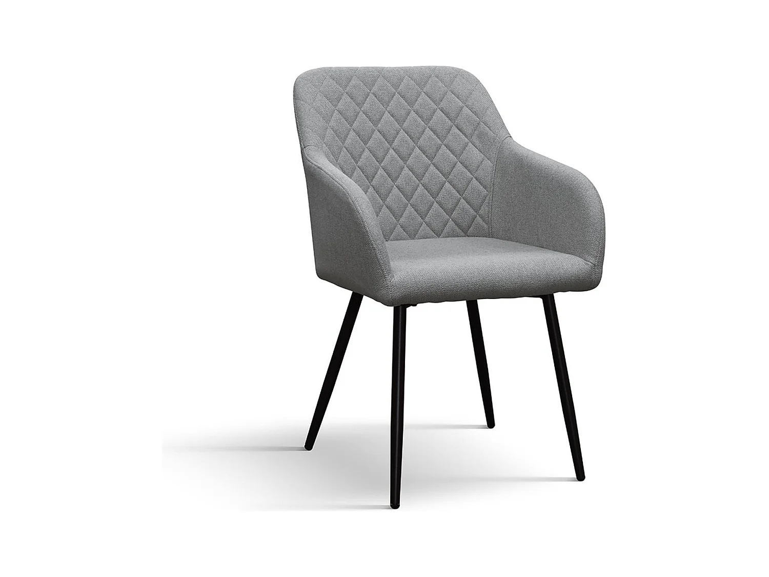 Ensemble de 4 chaises en tissu gris et pieds en métal noir, avec accoudoirs - LISBONA