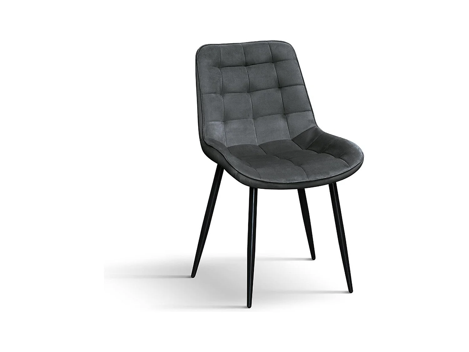 Ensemble de 4 chaises recouvertes de velours gris et pieds en métal noir - BARCELONA