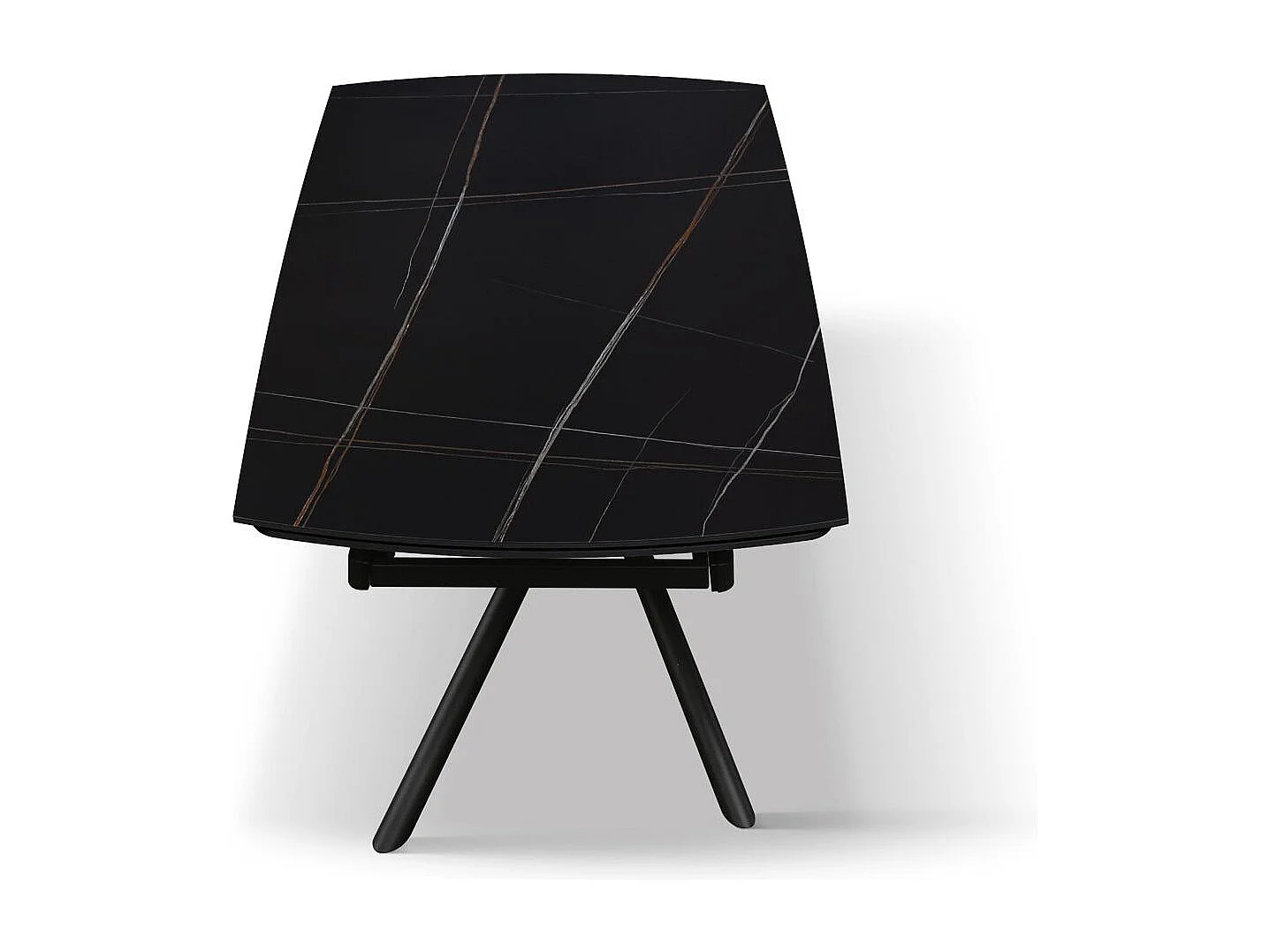 Table en céramique noire, piètement en métal noir, extensible 140x90 - 200x90 cm - BONIFACIO