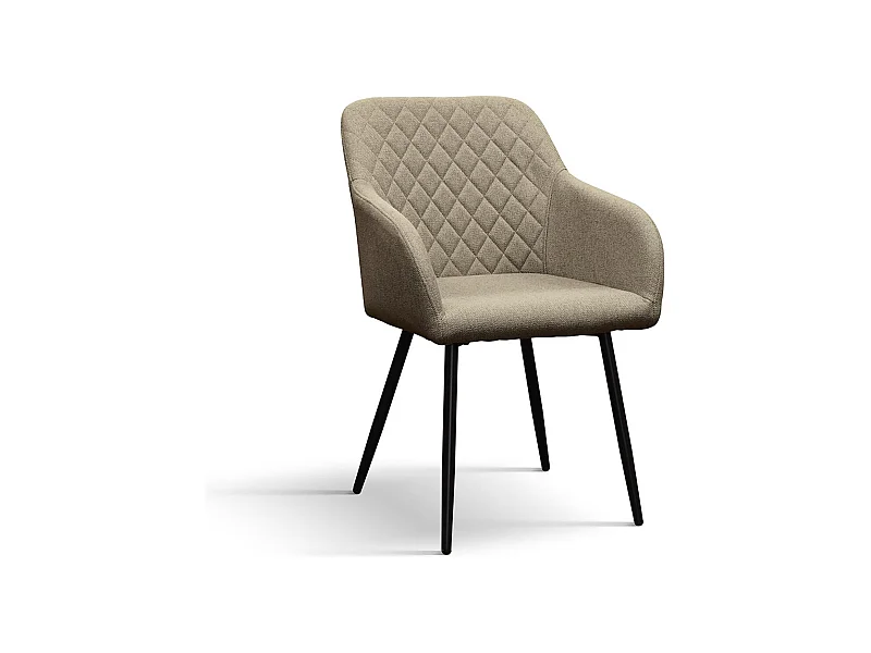 Set mit 2 beigen Stoffstühlen und schwarzen Metallbeinen, mit Armlehnen - LISBONA