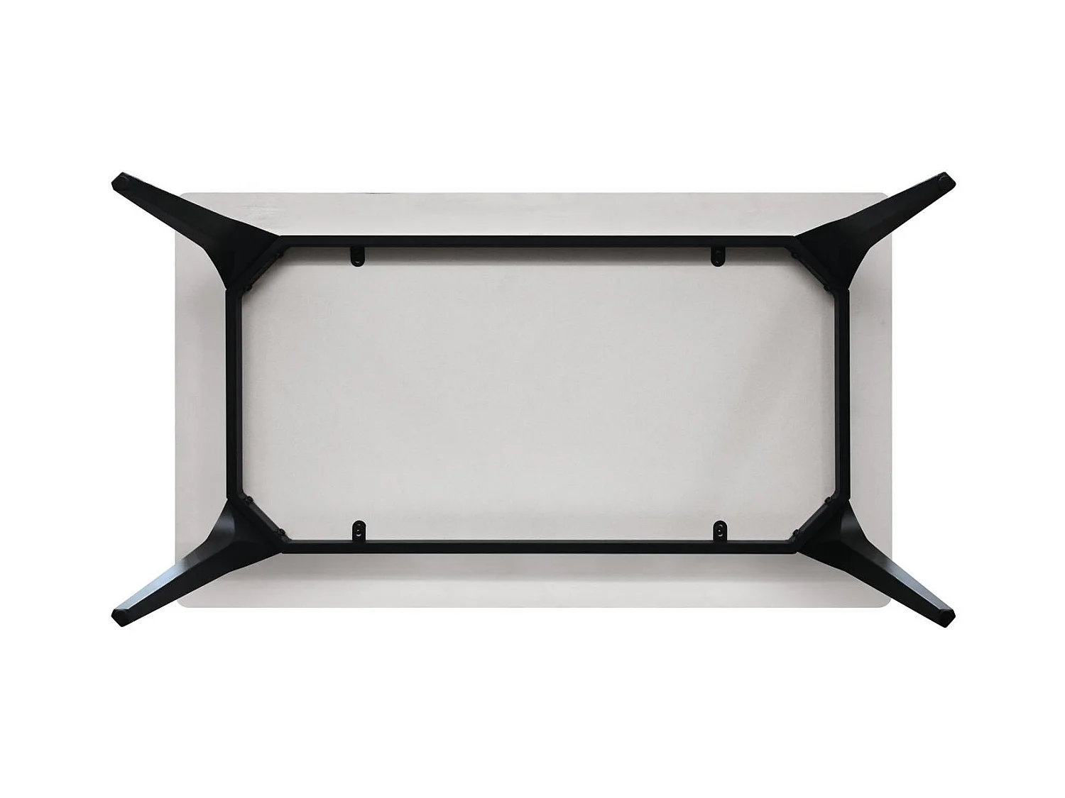 Table en céramique, effet marbre blanc et pieds en métal noir, 140x80x76 cm - ALERIA