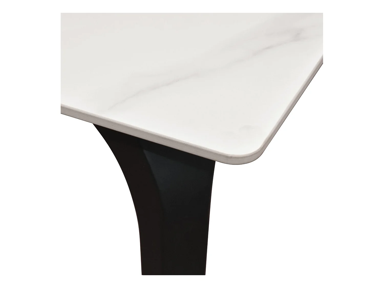 Table en céramique, effet marbre blanc et pieds en métal noir, 140x80x76 cm - ALERIA