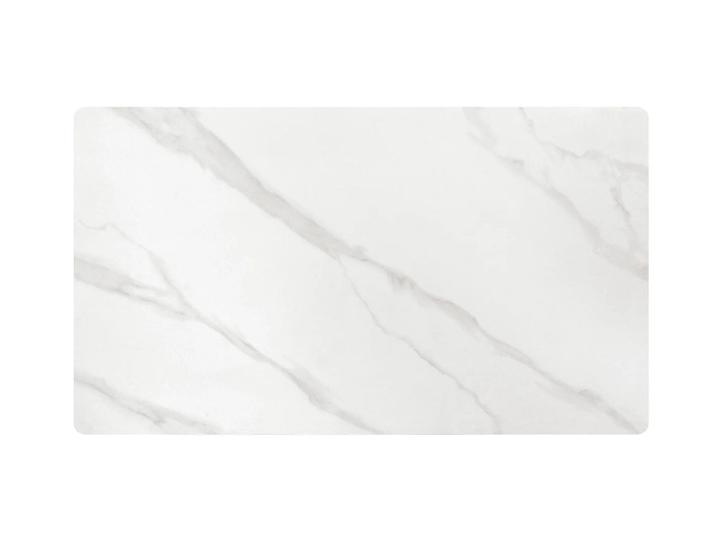 Table en céramique, effet marbre blanc et pieds en métal noir, 140x80x76 cm - ALERIA