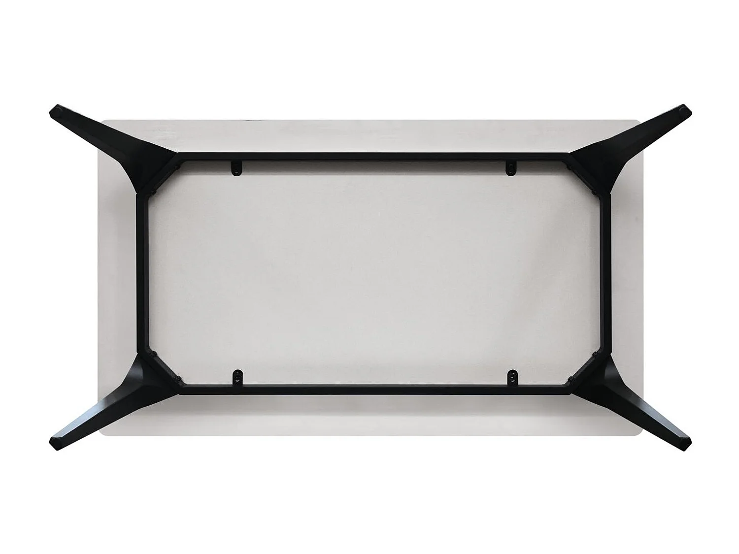 Table en céramique, effet marbre blanc et pieds en métal noir, 140x80x76 cm - ALERIA