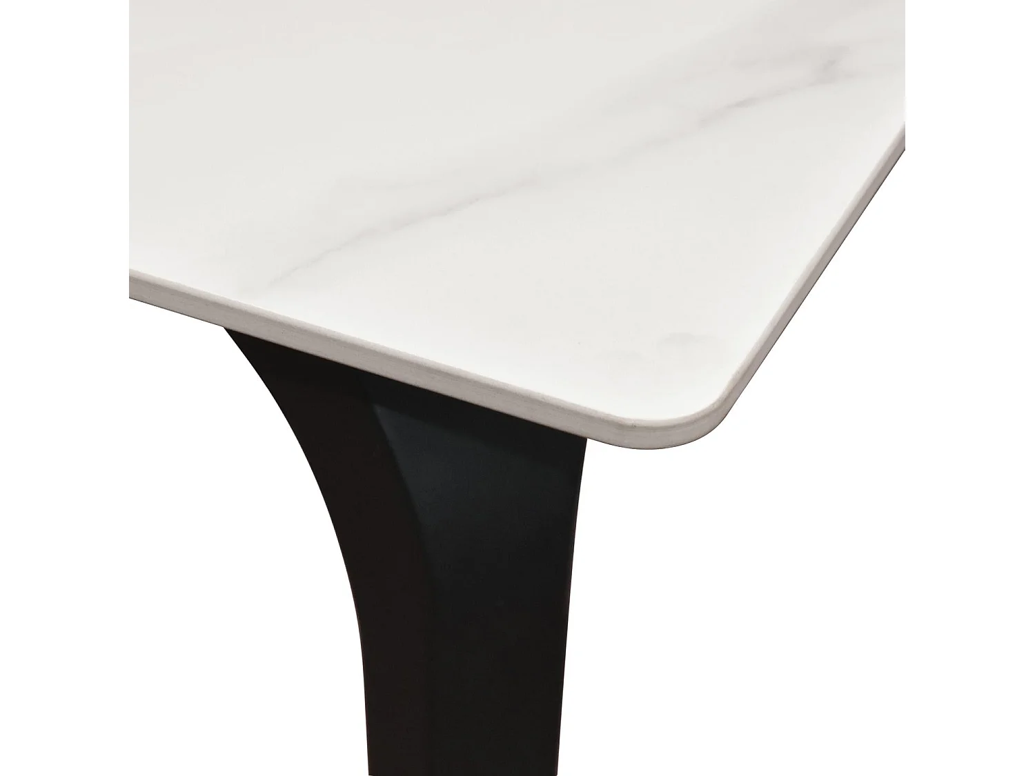 Table en céramique, effet marbre blanc et pieds en métal noir, 140x80x76 cm - ALERIA