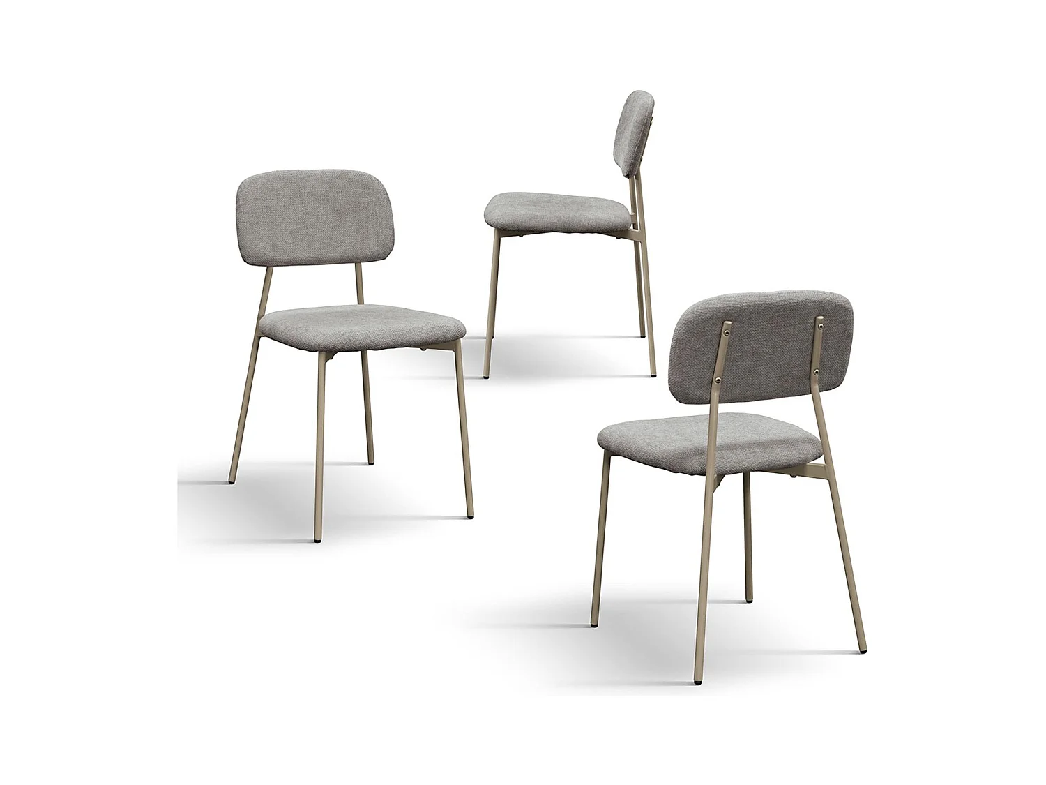 Ensemble de 4 chaises en tissu gris et pieds en métal beige - BERLIN