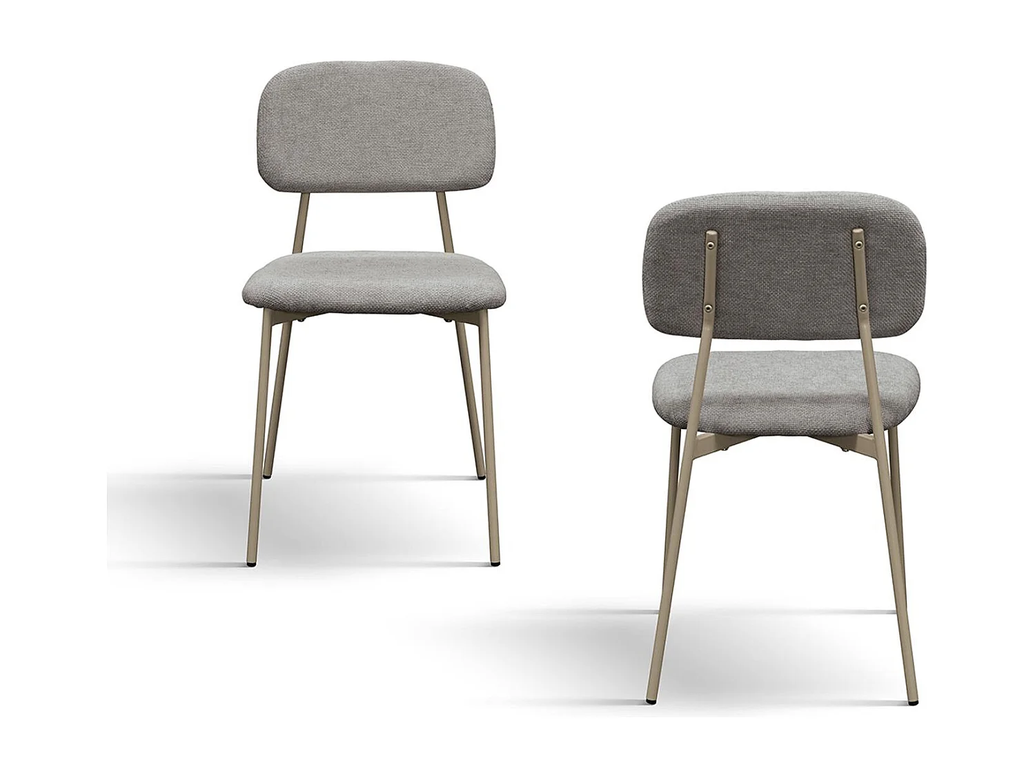 Ensemble de 4 chaises en tissu gris et pieds en métal beige - BERLIN