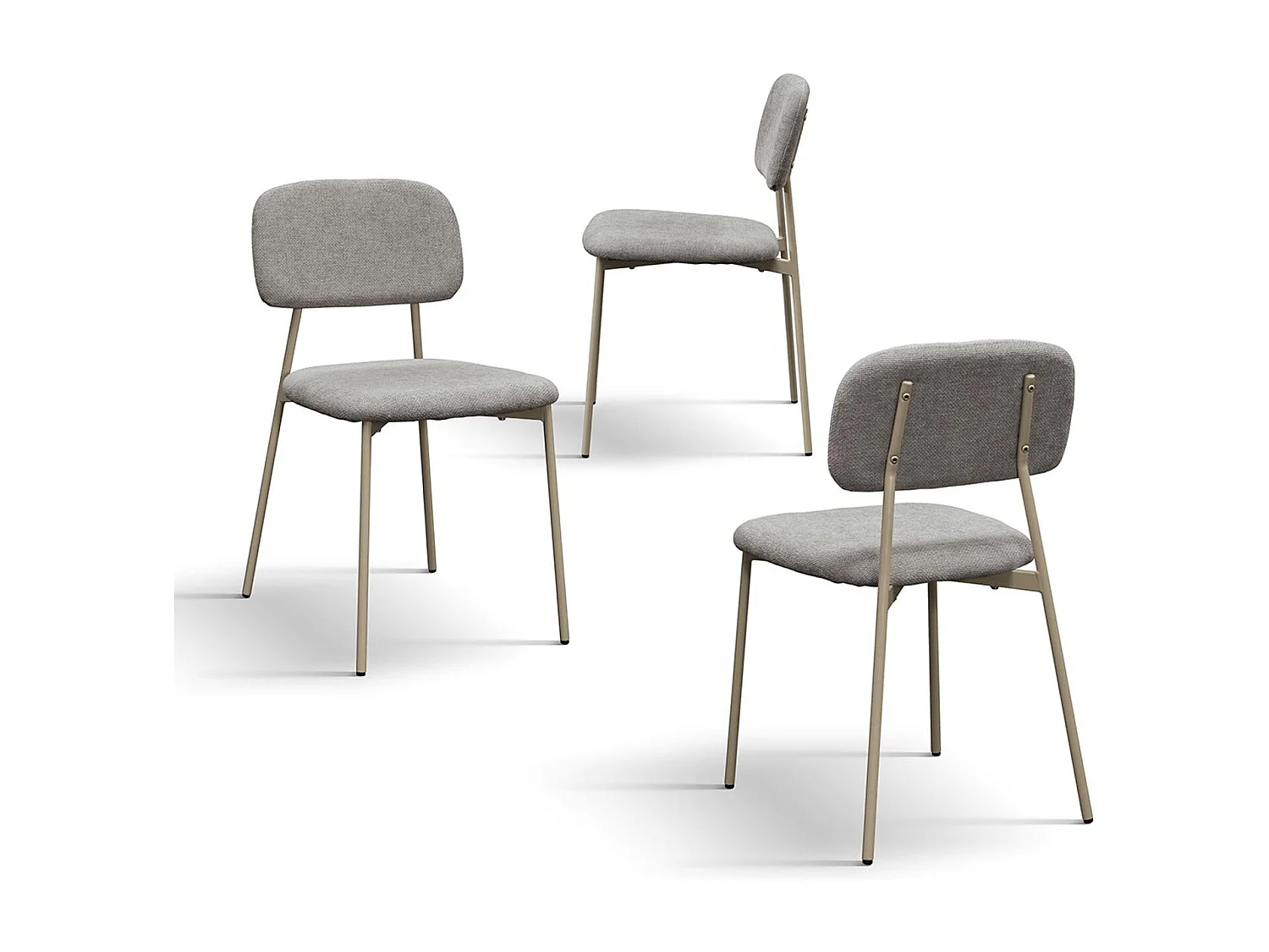 Ensemble de 4 chaises en tissu gris et pieds en métal beige - BERLIN