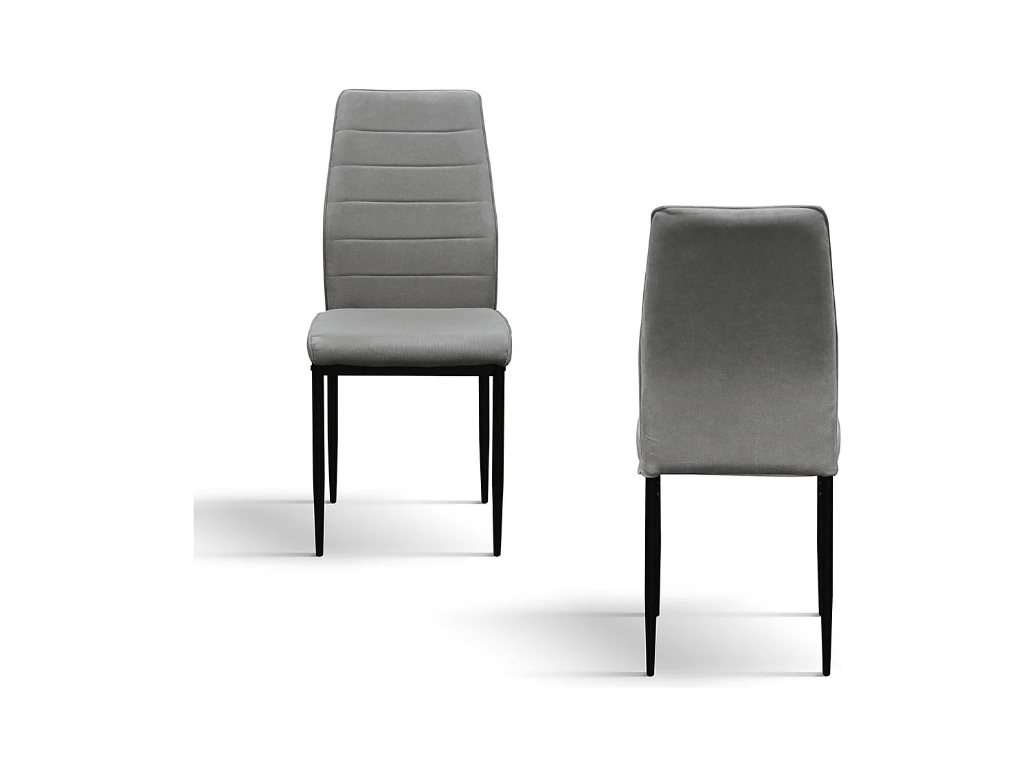 Ensemble de 4 chaises en tissu gris et pieds en métal noir mat - LUBIANA