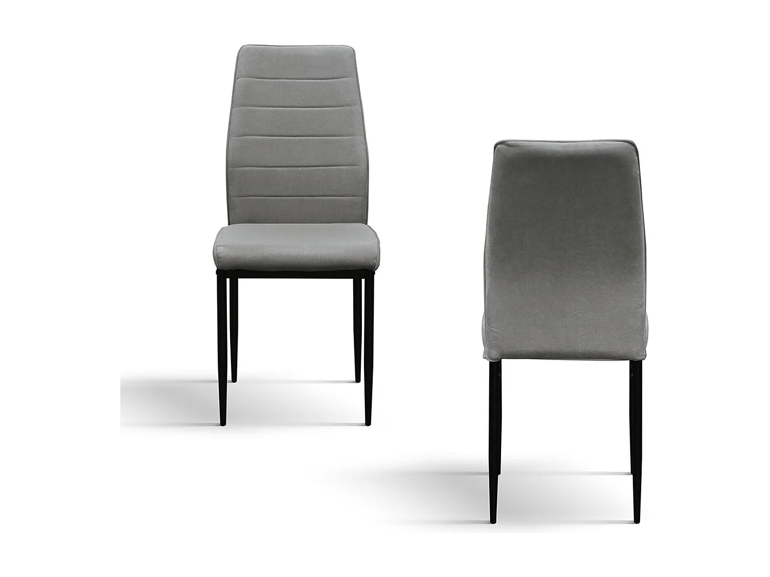 Ensemble de 4 chaises en tissu gris et pieds en métal noir mat - LUBIANA